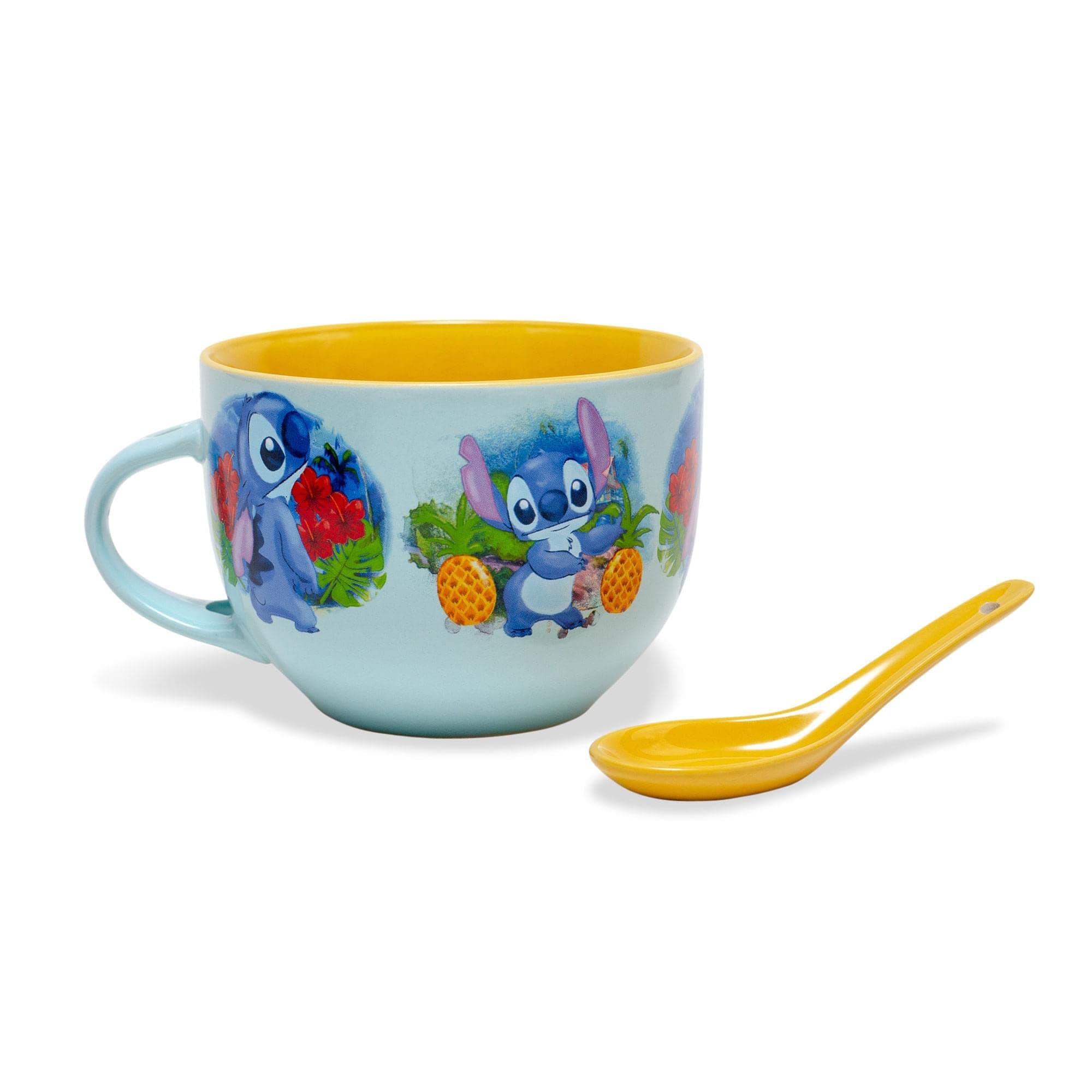 Disney Lilo & Stitch 24-Ounce Ceramic Soup Mug with Spoon | Large Coffee Cup, Bowl for Ice Cream, Cereal, Oatmeal