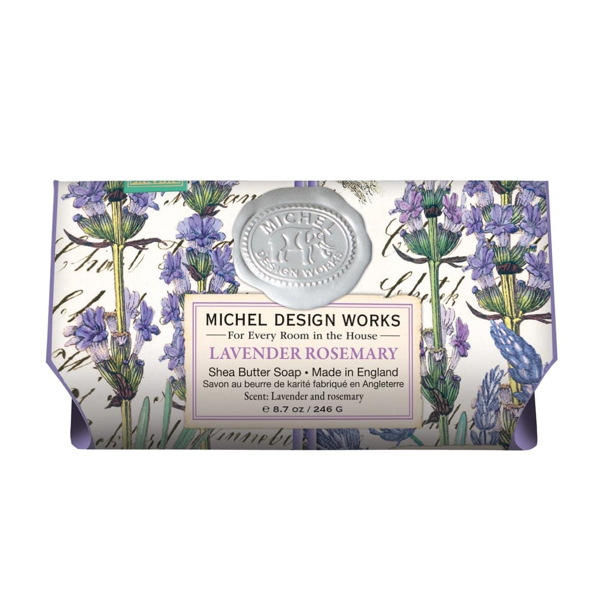 Michel Design Works Over-size Scented Triple-milled Bath Soap Bar, Lavender Rosemary, 8.7 Ounce