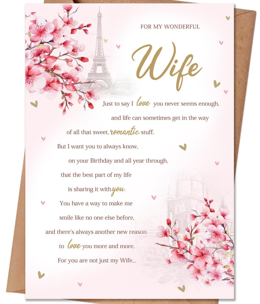 HEJOYN Wife Birthday Card, Happy Birthday Card & Gifts for Wife from Husband, Funny Bday Card & Gifts for Women Her