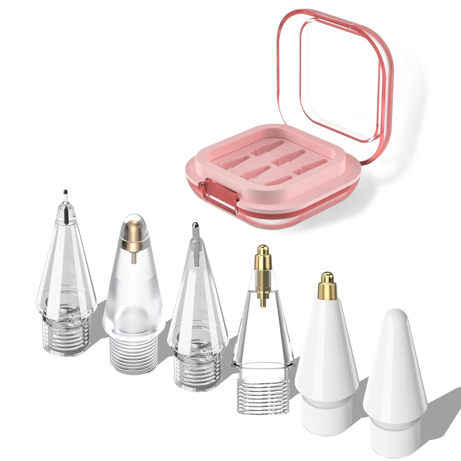Replacement Tips for Apple Pencil Pro/ 2nd Gen/ 1st Gen/USB C, Upgraded Reboundable Apple Pencil Tips with Case 6 Pack Precise Wear-Resisting ipad Pen Nibs for Painting Work Study