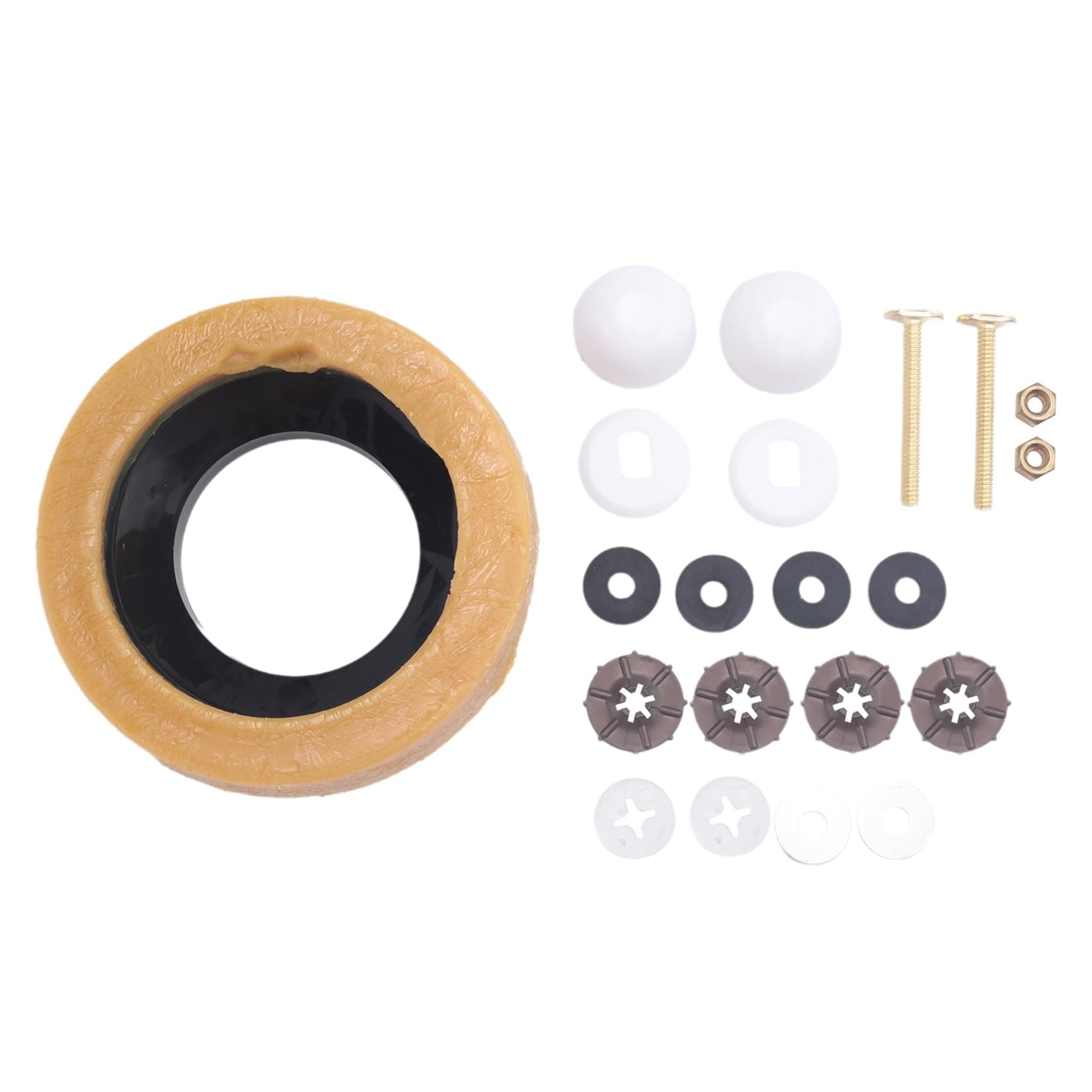 Geetoonly Toilet Wax Ring Kit for Floor Outlet Toilets New Install or Re-seat Include Closet Bolts,Bolt Caps,Flange and Washers