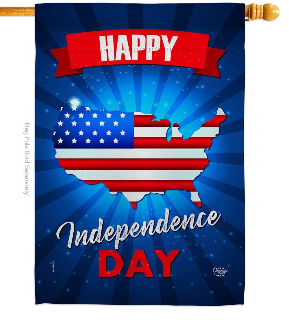 Ornament Collection Independence Day House Flag Patriotic Fourth of July Fireworks BBQ United State American Decoration Banner Small Garden Yard Gift Double-Sided, 28"x 40", Made in USA