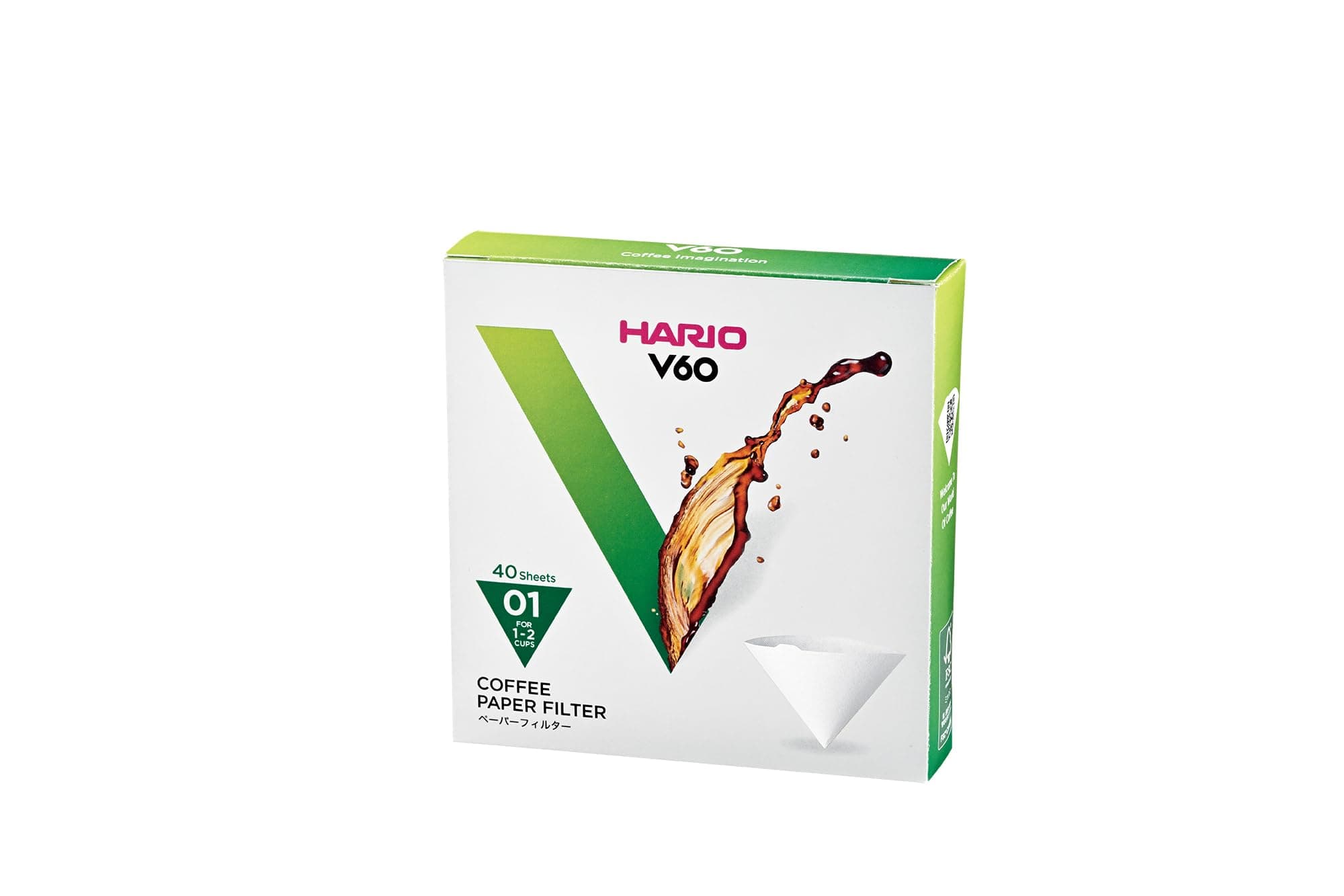 Hario V60 Paper Coffee Filter, Size 01, White, 40ct Box