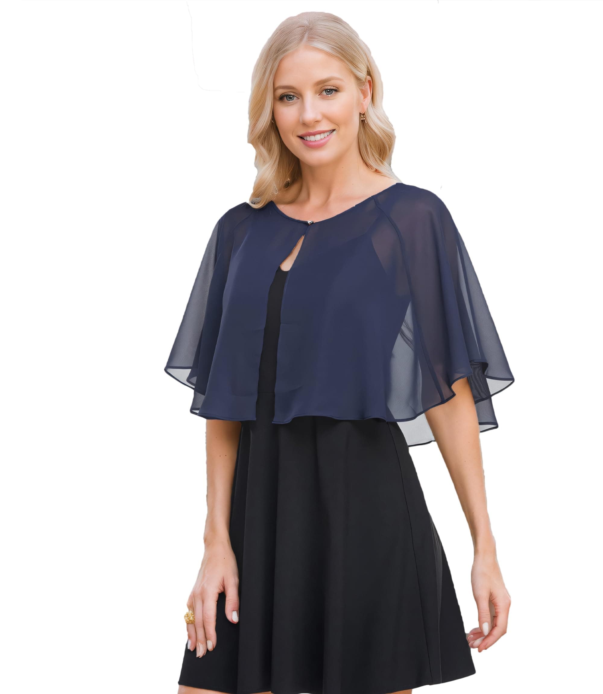 Pukguro Shawls and Wraps for Evening Dresses Sheer Chiffon Women Elegant Soft Silky Wraps Wedding Bridal Scarf, Navy, 79*26‘’