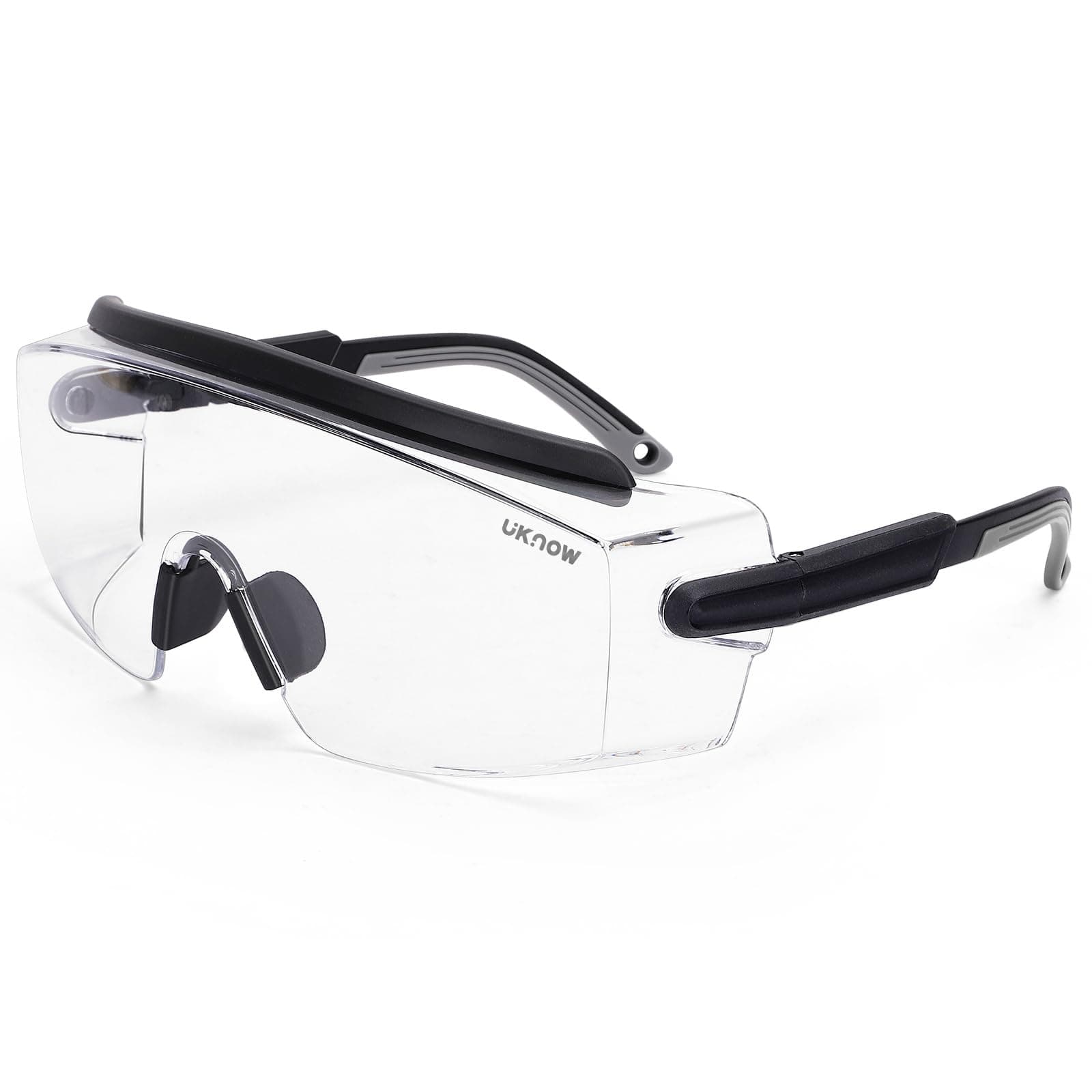 UKNOW Safety Goggles Over Glasses, Anti Fog Safety Glasse with Clear Wraparound Lens, ANSI Z87.1 Protective Eyewear