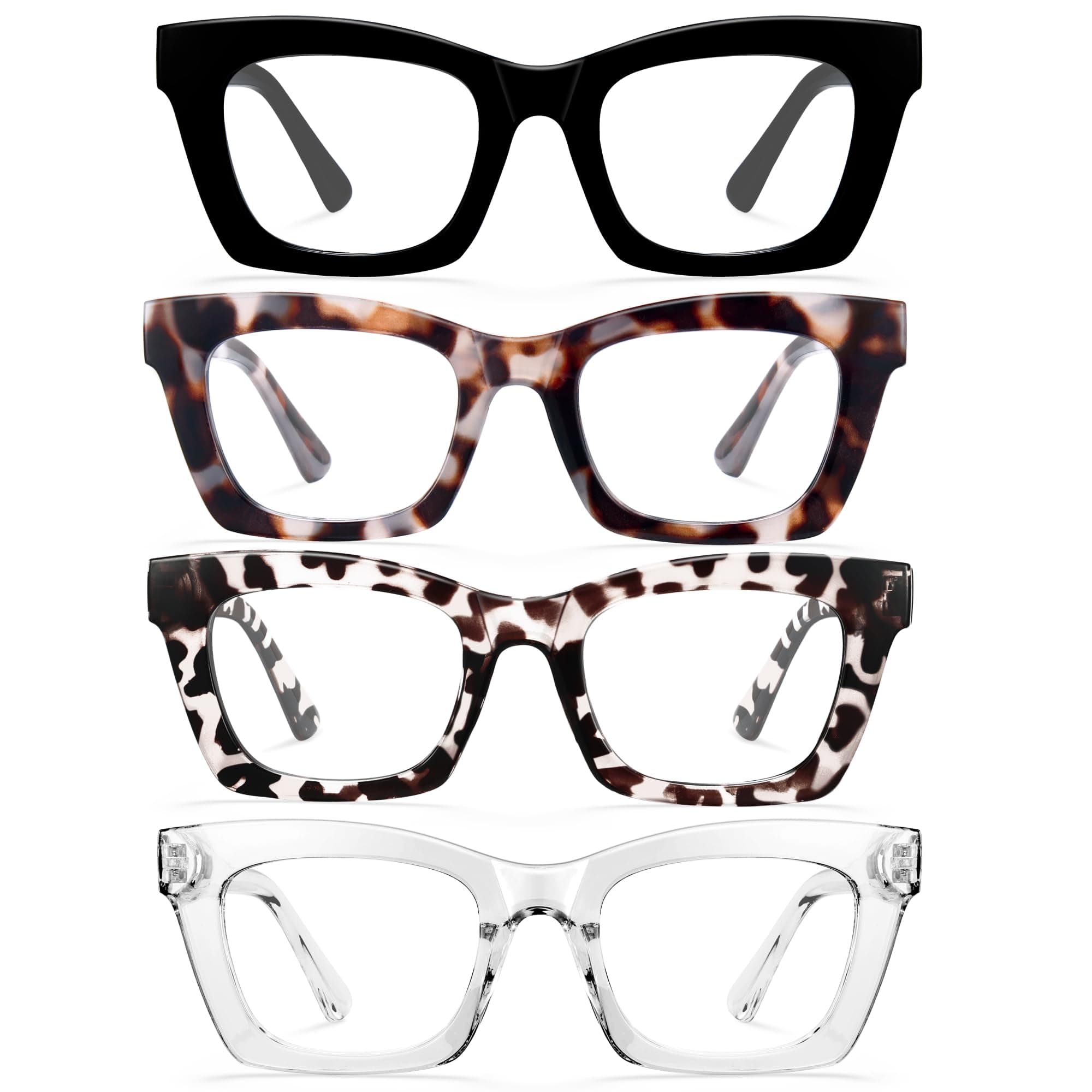 CCVOO 1.5 4 pack Stylish Reading Glasses for Women, Stylish Eyeglasses, Blue Light Readers, Cheaters