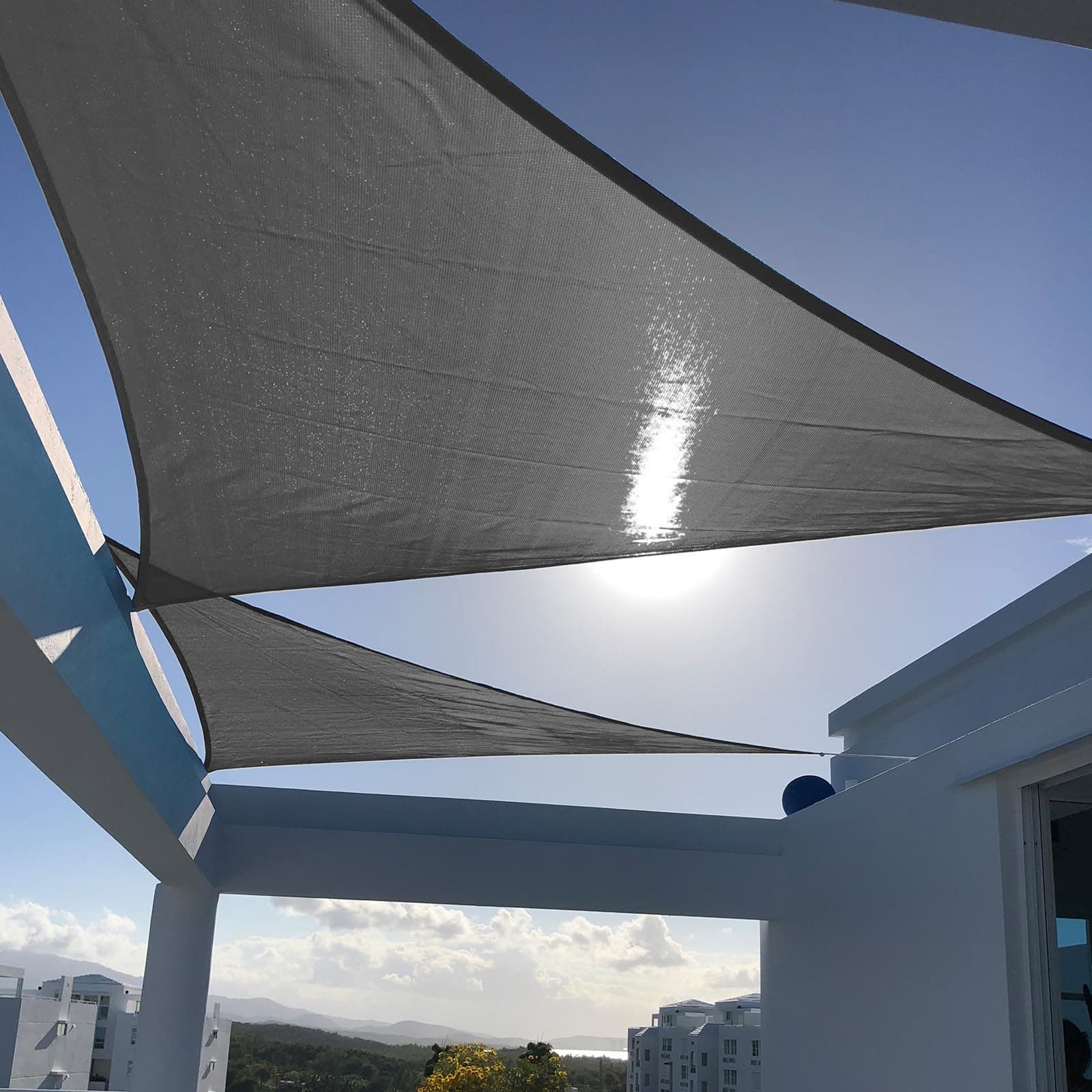 Sunny Guard 16' x 16' x 22' Triangle Shade Sail 95% UV Block Outdoor Canopy