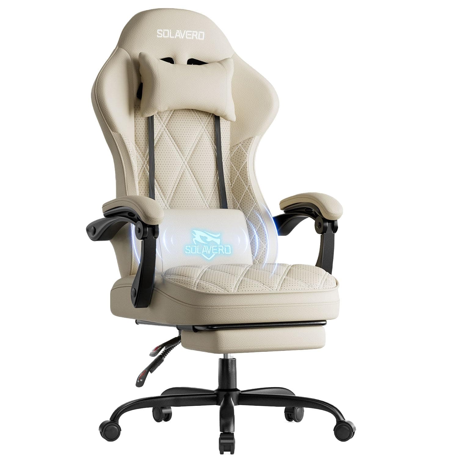 SOLAVERO Gaming Chair with Massage Lumbar Support for Adults