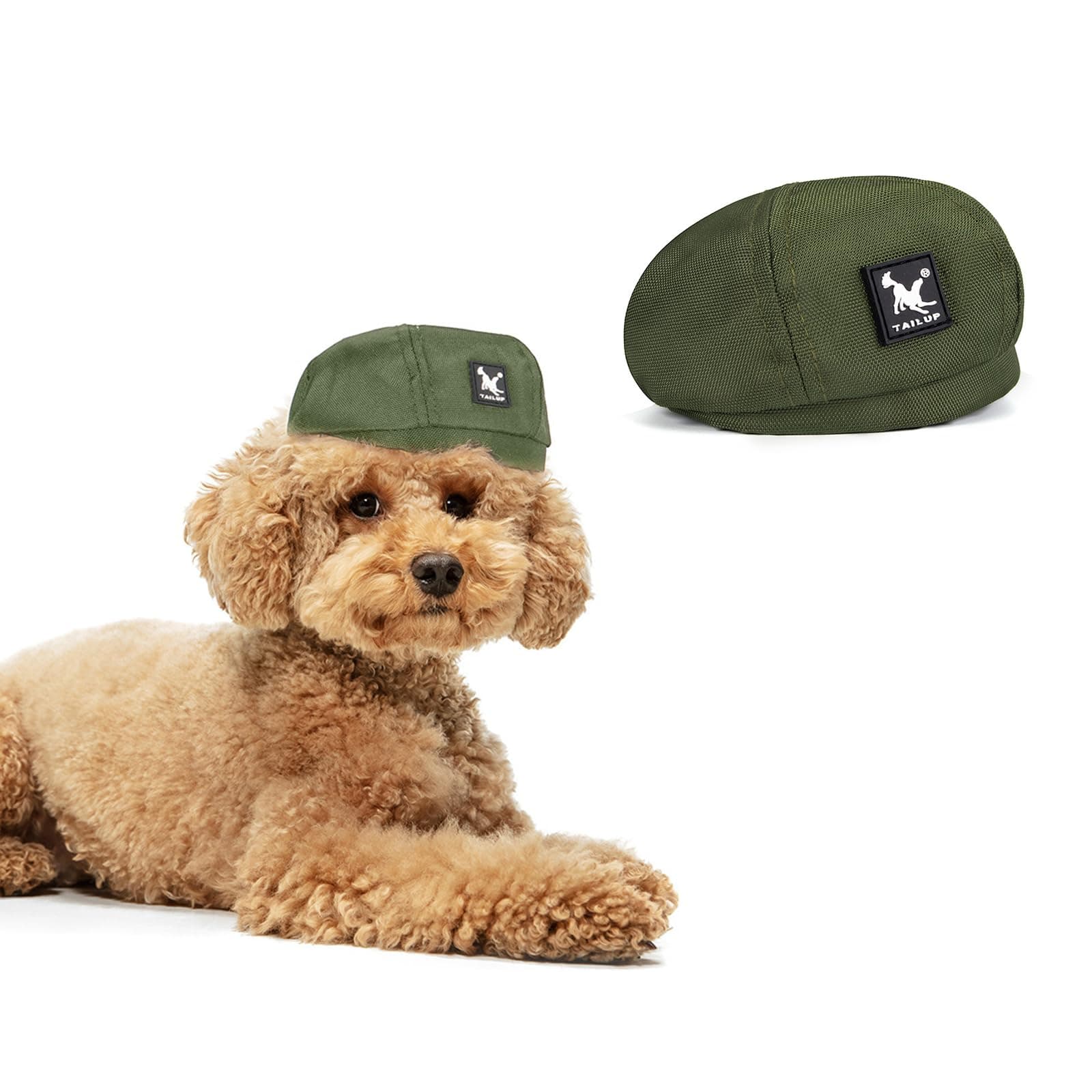 MANON ROSA Dog Beret Hat Military Style– Adjustable Halloween Pet Costume Cap Hair Accessory Photo Prop for Small & Medium Dogs Puppies Cats Kittens (Green,X-Large)
