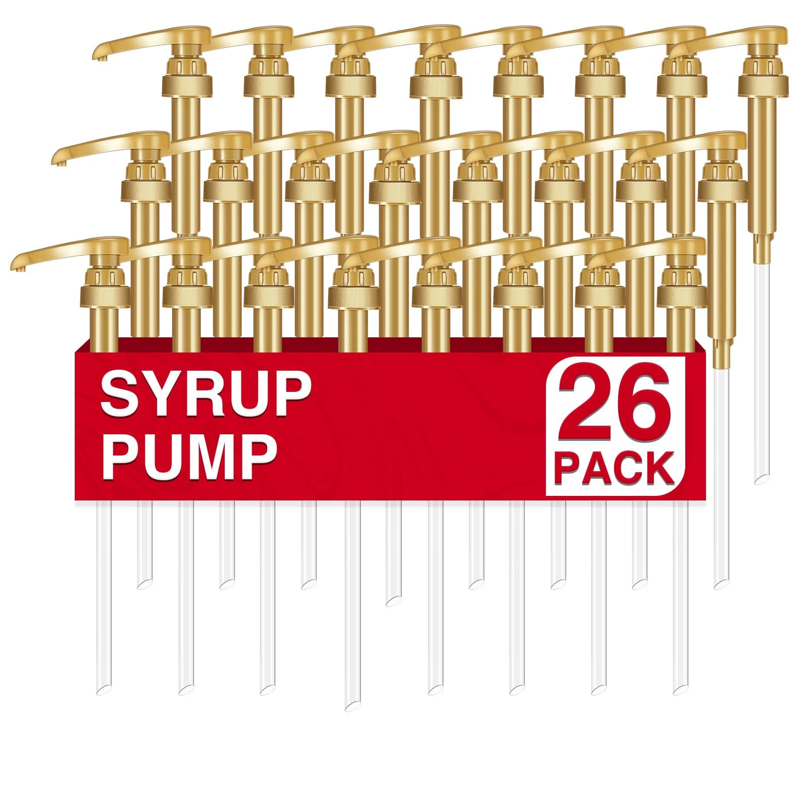 VOISEN Coffee Syrup Pumps, 26 Pack Gold Syrup Pump