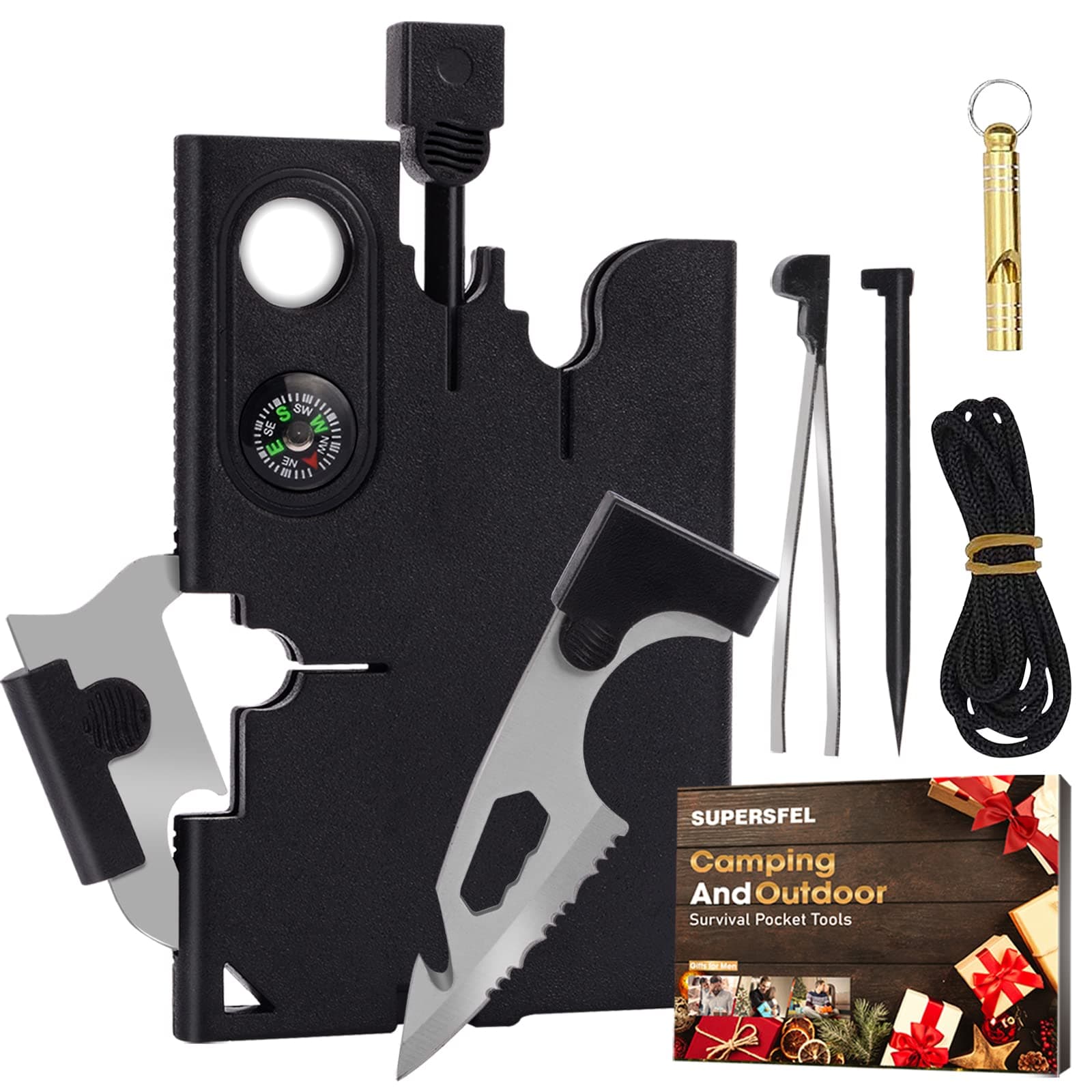 Credit Card Tool Multitool, Christmas Stocking Stuffers 18 in 1 Cool Gadgets, Useful Fathers Gift for Dad, Upgraded Multi-Tool Birthday Gifts Men Women Survival Wallet Tools with Screwdrivers Compass