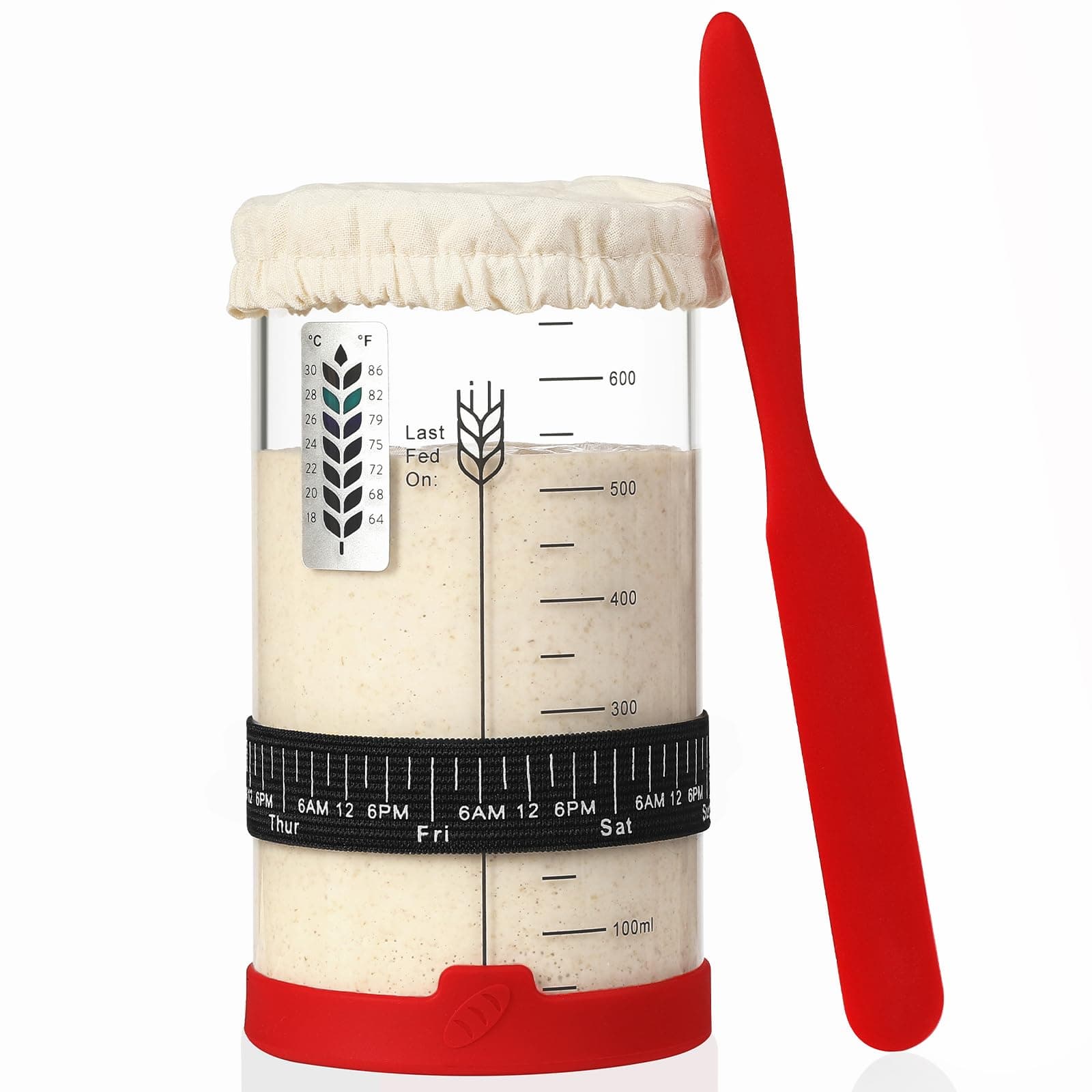 INOBYO Sourdough Starter Jar Kit, 24 oz Wide Mouth Sour Dough Jars Glass