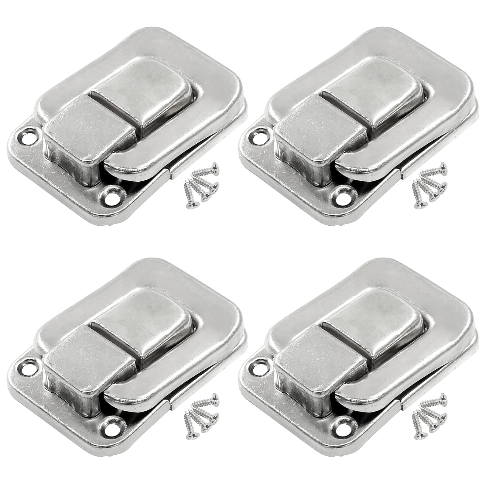 Unlorspy 4Pcs Toggle Catch Lock 1.57 x 1.06 Inch Rectangle Mini Hasp Clasp Retro Iron Hasp Lock Latch Clasp with Screws for Jewellery Box Gift Box Wooden Case(Silver)