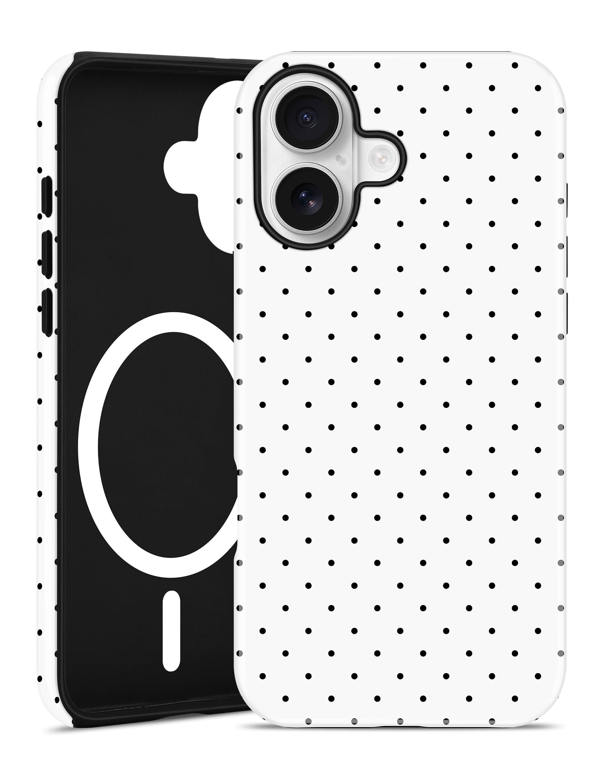 Jusy Magnetic Polka Dot Case for iPhone 16 Pro,White