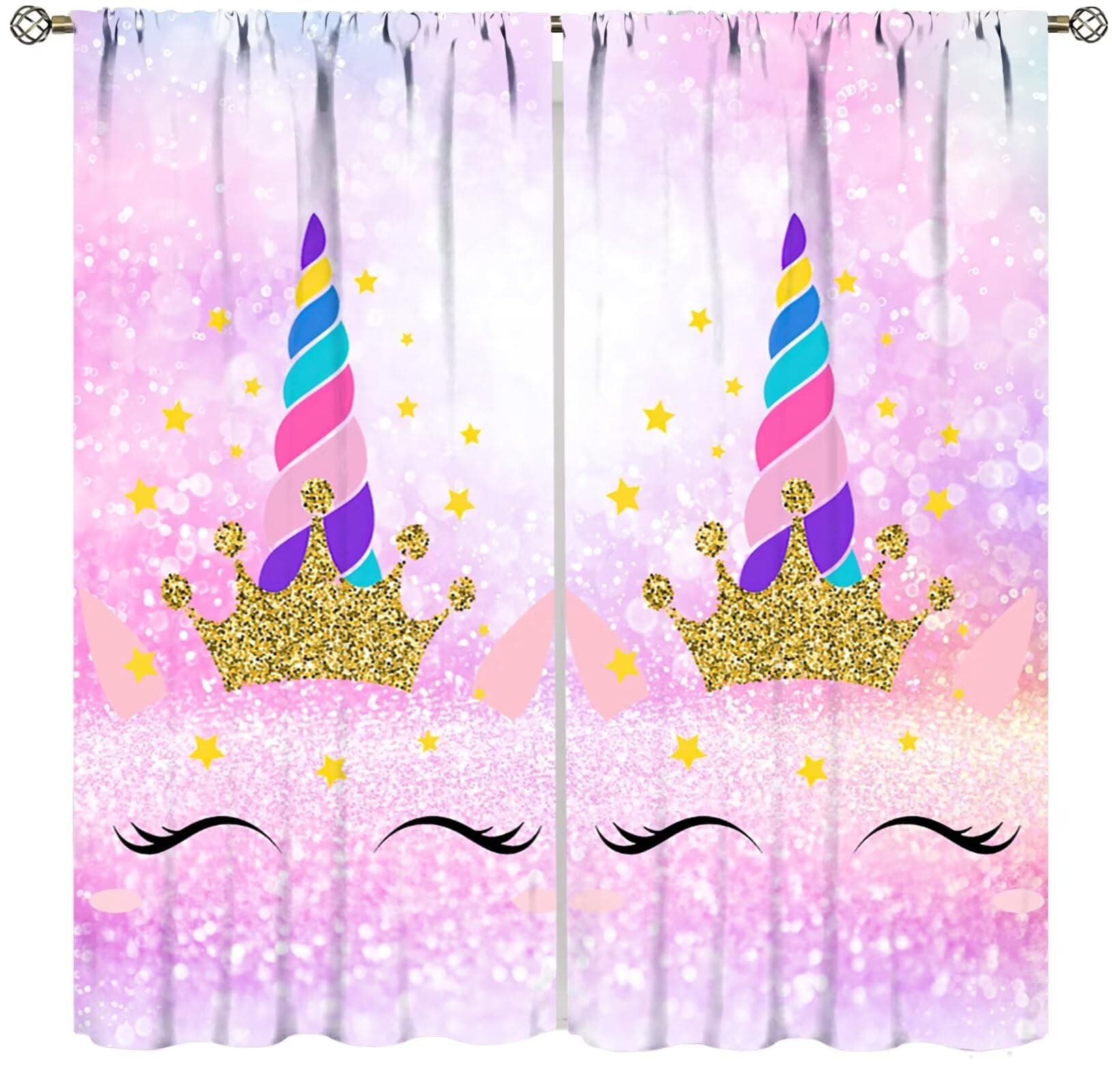 ICMOLYYENLO Kids Unicorn Curtains Kids Girls Boys Rainbow Unicorn Pattern Blackout Curtains Bedroom Curtains 42x45 Inches 2 Panels
