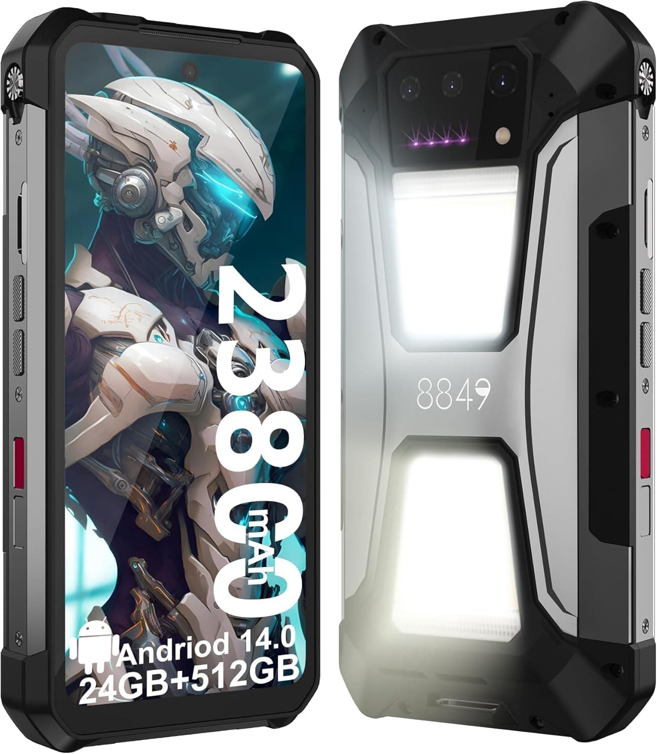 8849 Tank 2 Pro 5G Rugged Smartphone Projector 720P 100 Lumens 6.78 '' AMOLED 23800mAh 512G Android14 Size 7300 120Hz