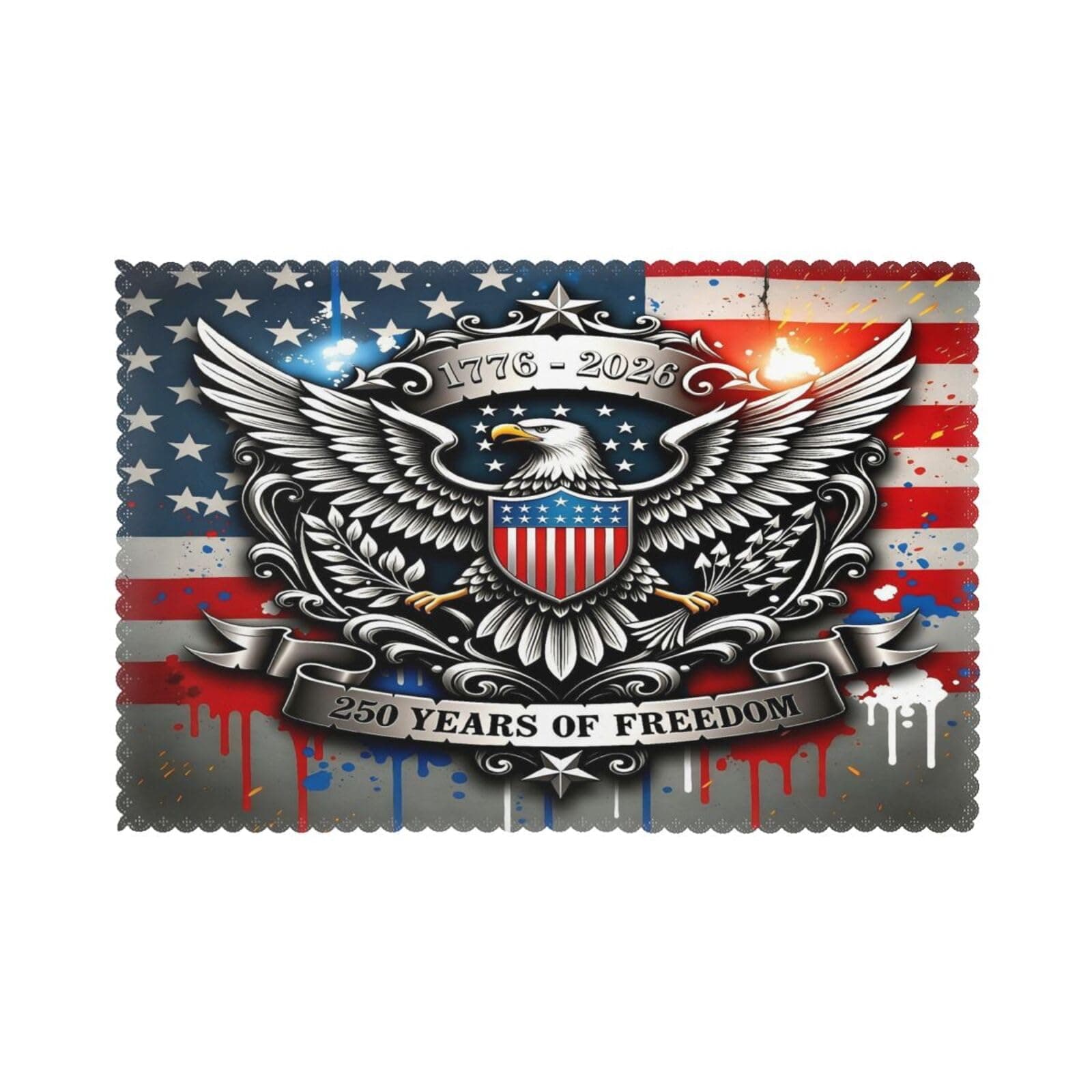 GZEKWLP 250 Years of Freedom 1776 2026 American Eagle Flag Placemats Set of 6, Reusable Place Mat Table Mats for Party Holiday Dining Home Decor 12 x 18 Inch