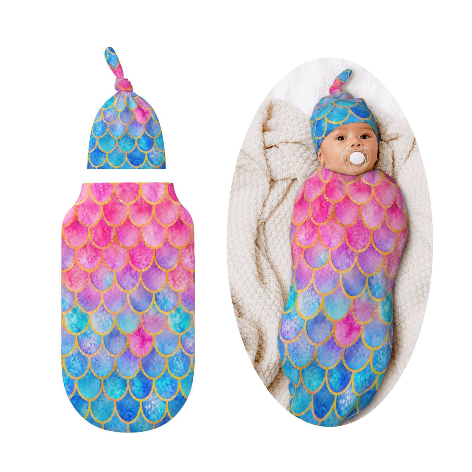 Mermaid Swaddle Blankets Newborn Receiving Blanket Baby Swaddle Wrap Soft Sleeping Sack for Baby Girls Boys