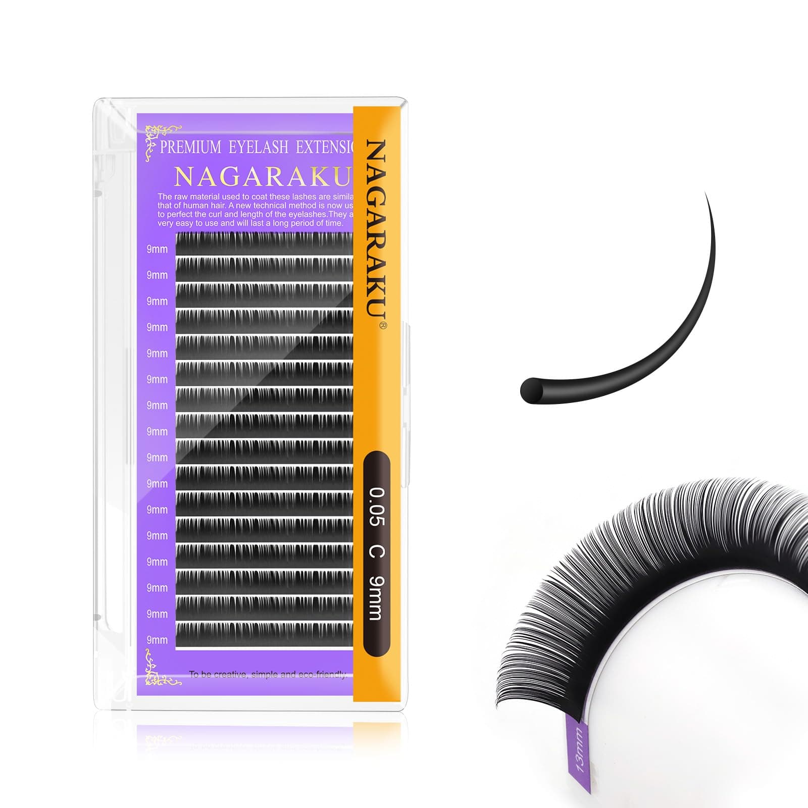 NAGARAKU Classic Individual Lash Extensions 0.05 C 9mm For Volume Fans
