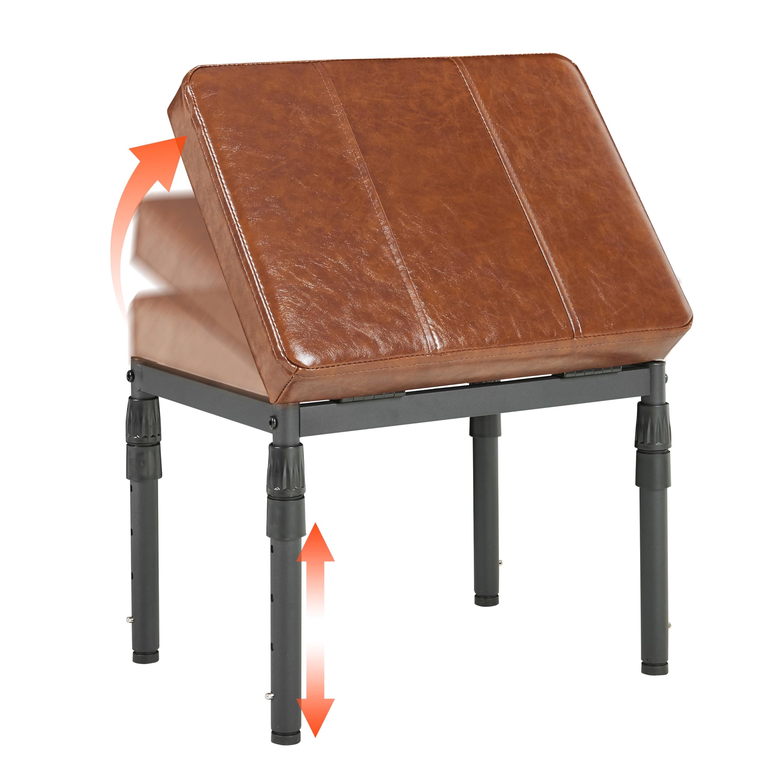 TIOPGHAD Adjustable Ottoman Pouf, 60 Degree Tilt, Brown Synthetic Leather