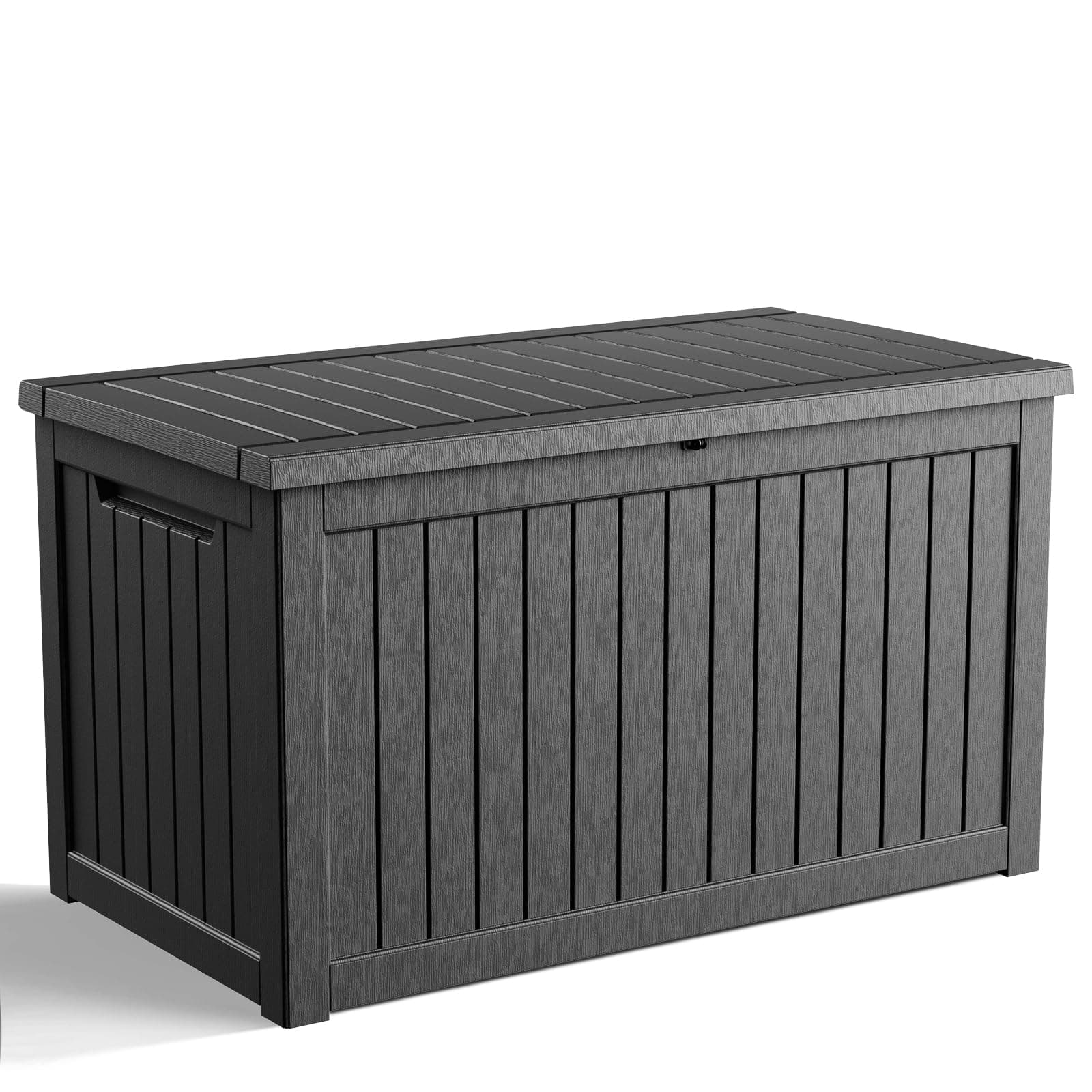 PatioZen 280 Gallon Resin Deck Box, Lockable Weatherproof Outdoor Storage Box for Furniture, Garden Tools and Tools Storage, Waterproof Outside Storage Boxes - Black