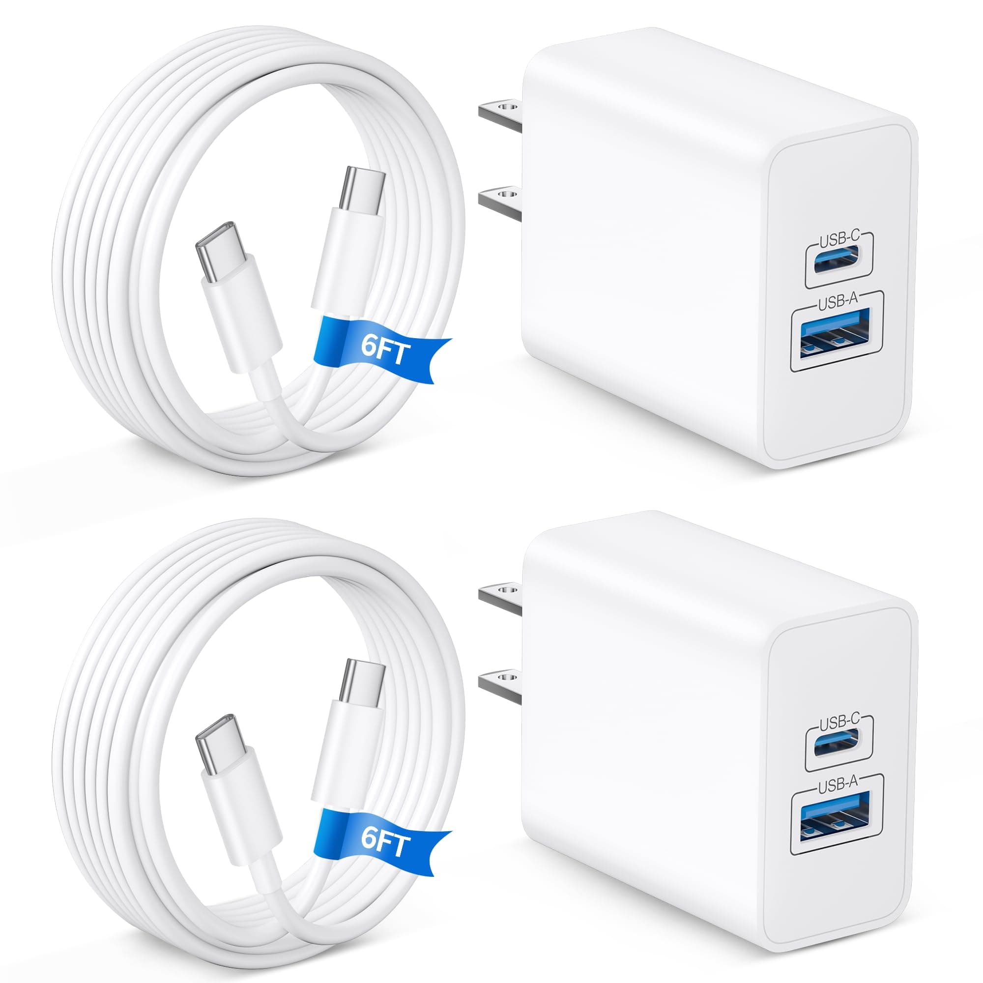 iPhone 17 16 Charger Fast Chaging, 2Pack 45W USB C Chargers 6FT Type C Cord