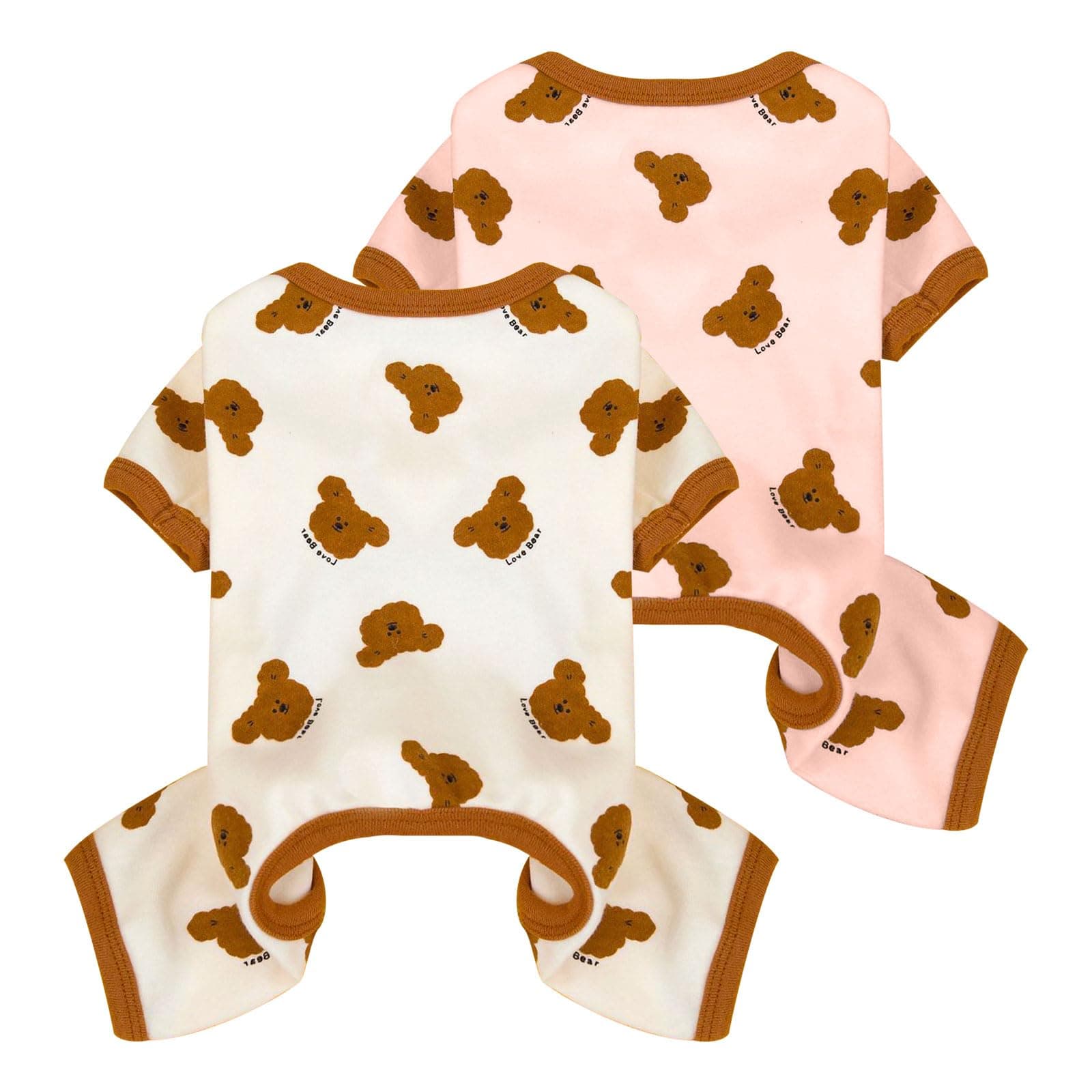 Dog Pajamas Spring Small Sized Dog Onesie Clothes Soft Stretchy Puppy Pajamas for Small Dogs Cats Girl Pet Costume Cute Bear Printed Pjs Outifts French Bulldog Chihuahua Doggie Clothing