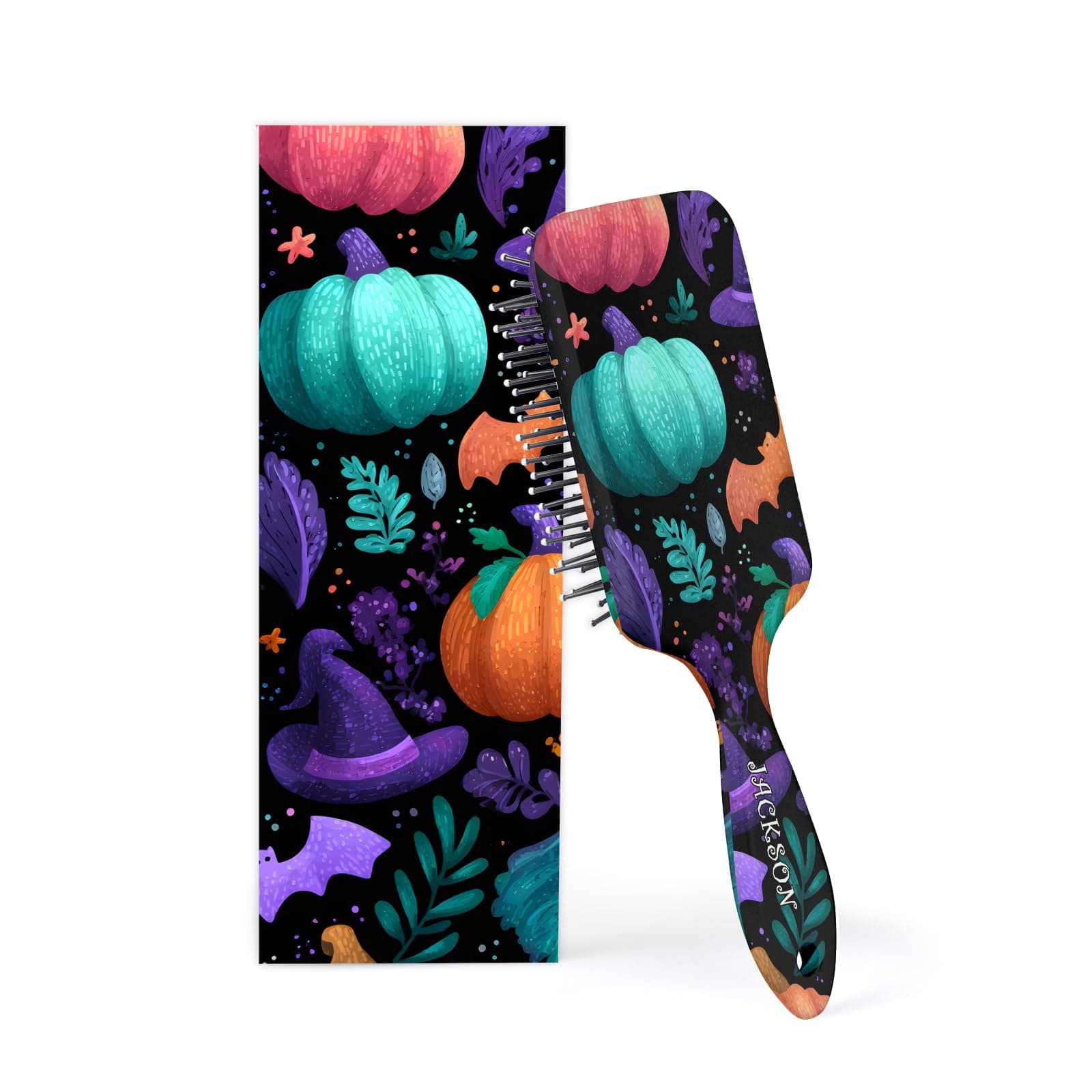 Personalized Halloween Hair-Brush, Custom Name Pumpkin Brushes for Kids with Gift Box, Glides Through Tangles Detangler Comb for All Hair Types Wet/Dry/Curly/Thick Hair