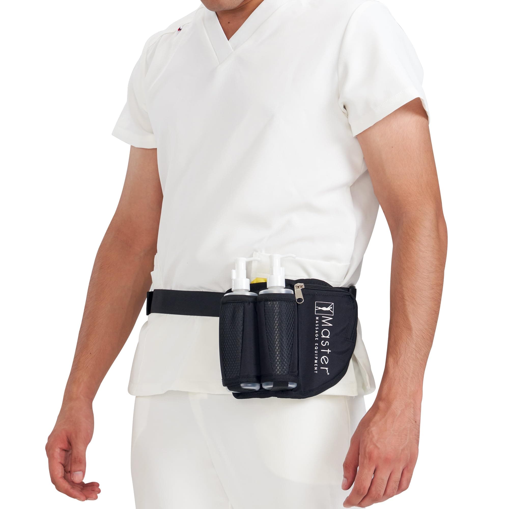 Master Massage Double Bottle Massage Oil/Lotion Holster incl. Two 8 oz Refillable Pump Dispenser