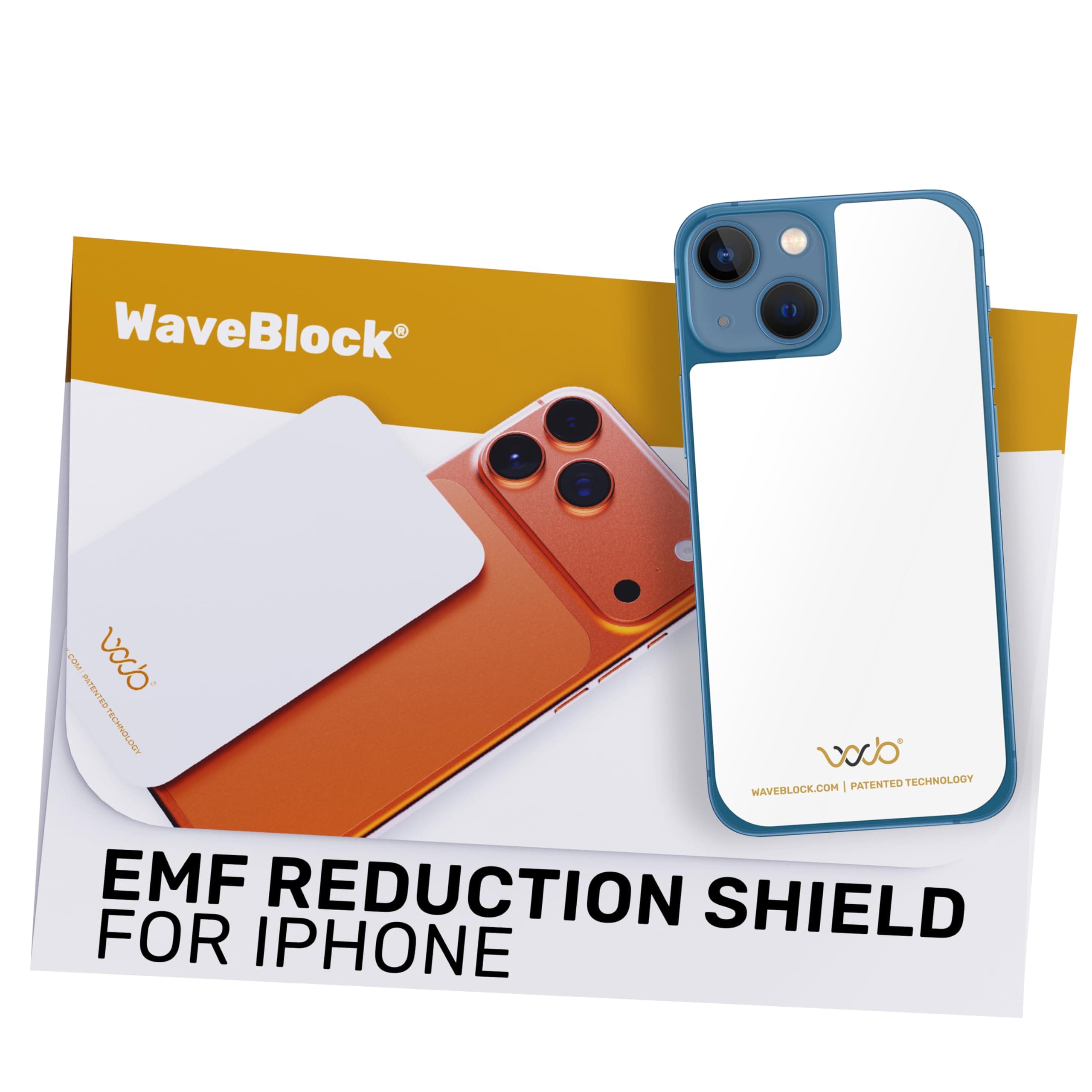 WAVEBLOCK EMF Blocker for Cell Phone - Made for iPhone 13 Mini - The Only Patented, Real Scientifically Backed, Lab-Tested 5G-Shield Sticker to Protect You & Your Loved Ones - USA Made White