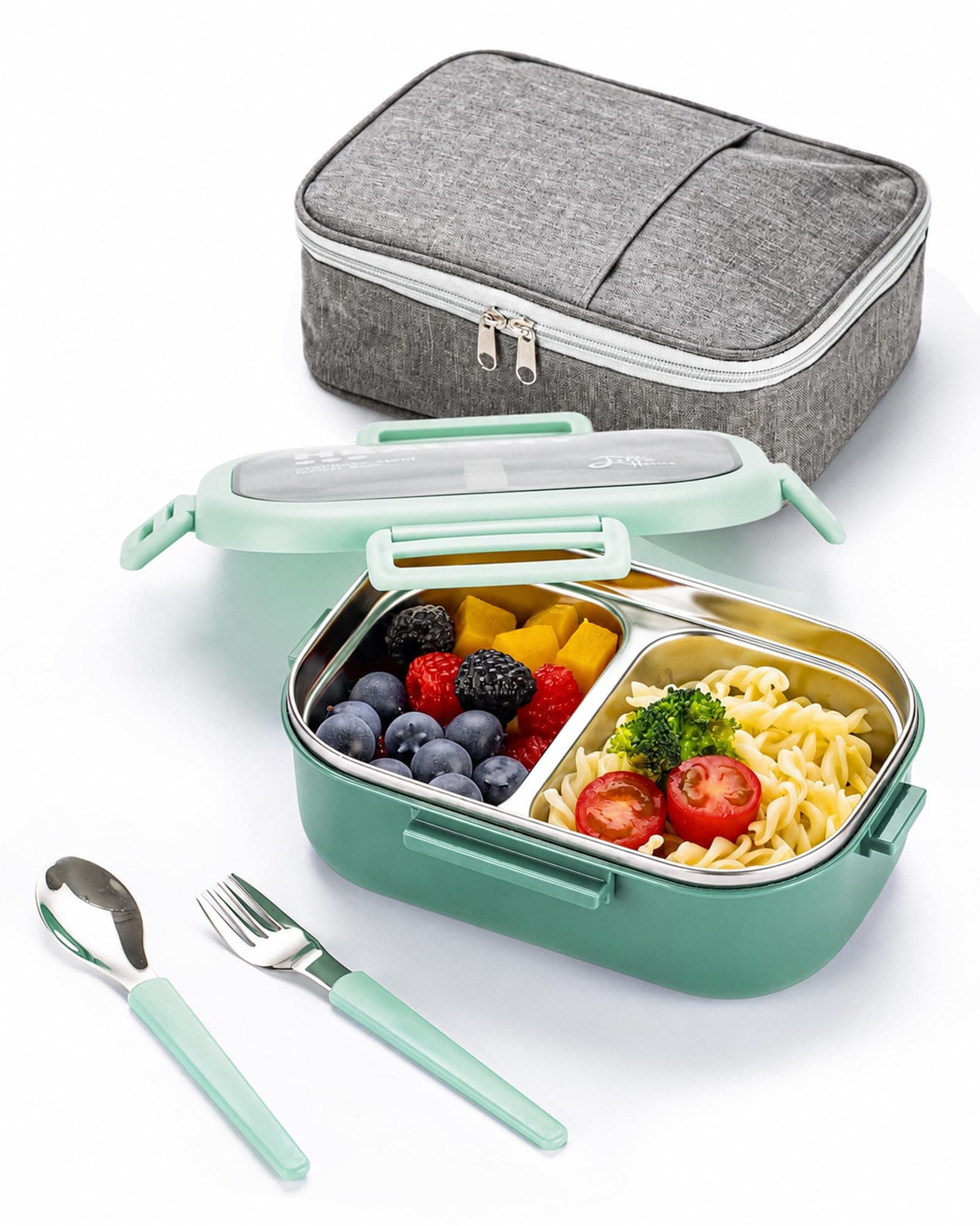 Lille Home 28oz Stainless Steel Leakproof 2-Compartment Bento Lunch Box