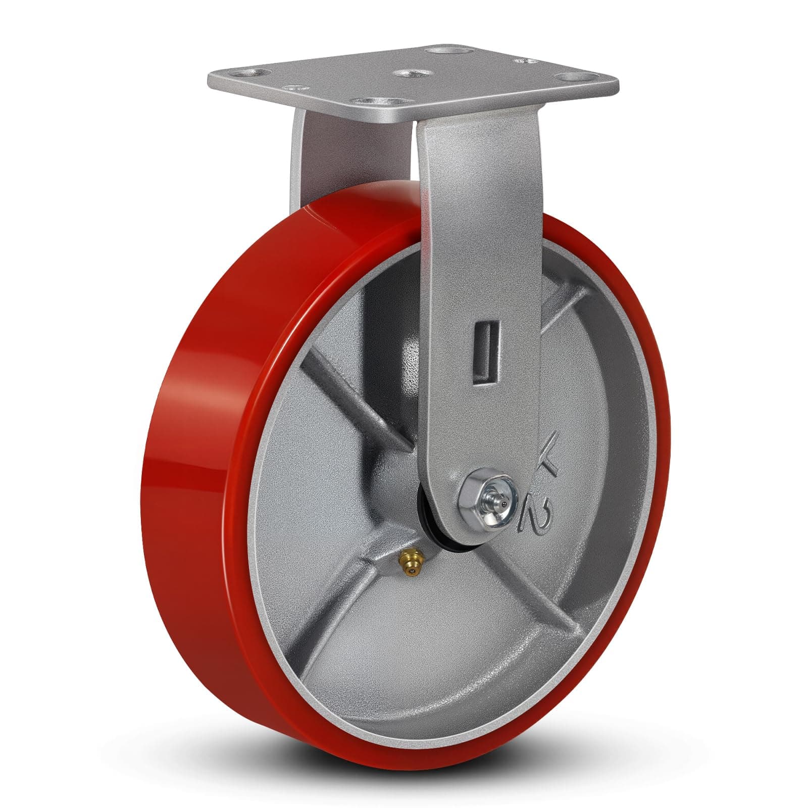 FOVERSWIVE 8"x2" Industrial Casters- Heavy Duty casters,Polyurethane Casters Wheel,Capacity up to 1500 Lb. Use for Platform Truck, U-Boat Cart,Workbenches(1 Rigid)