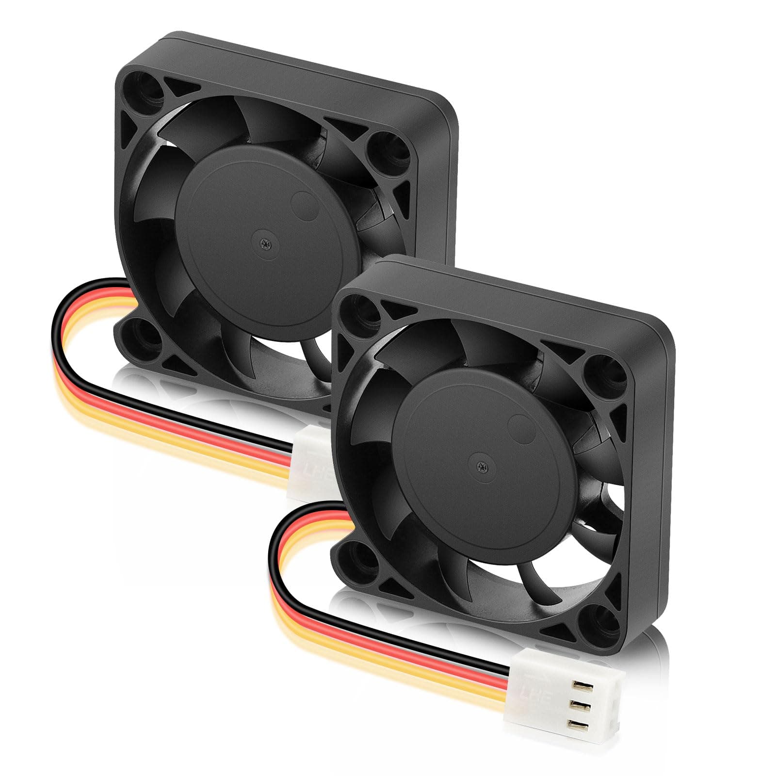WDERAIR 40mm x 10mm 12V DC Brushless Cooling Fan High Speed 4500RPM 3Pin for Radiator/Electronics/DIY Replacement Cooling, Small Electric Ventilation Projects (1.5 Inch, Black,2Pack)