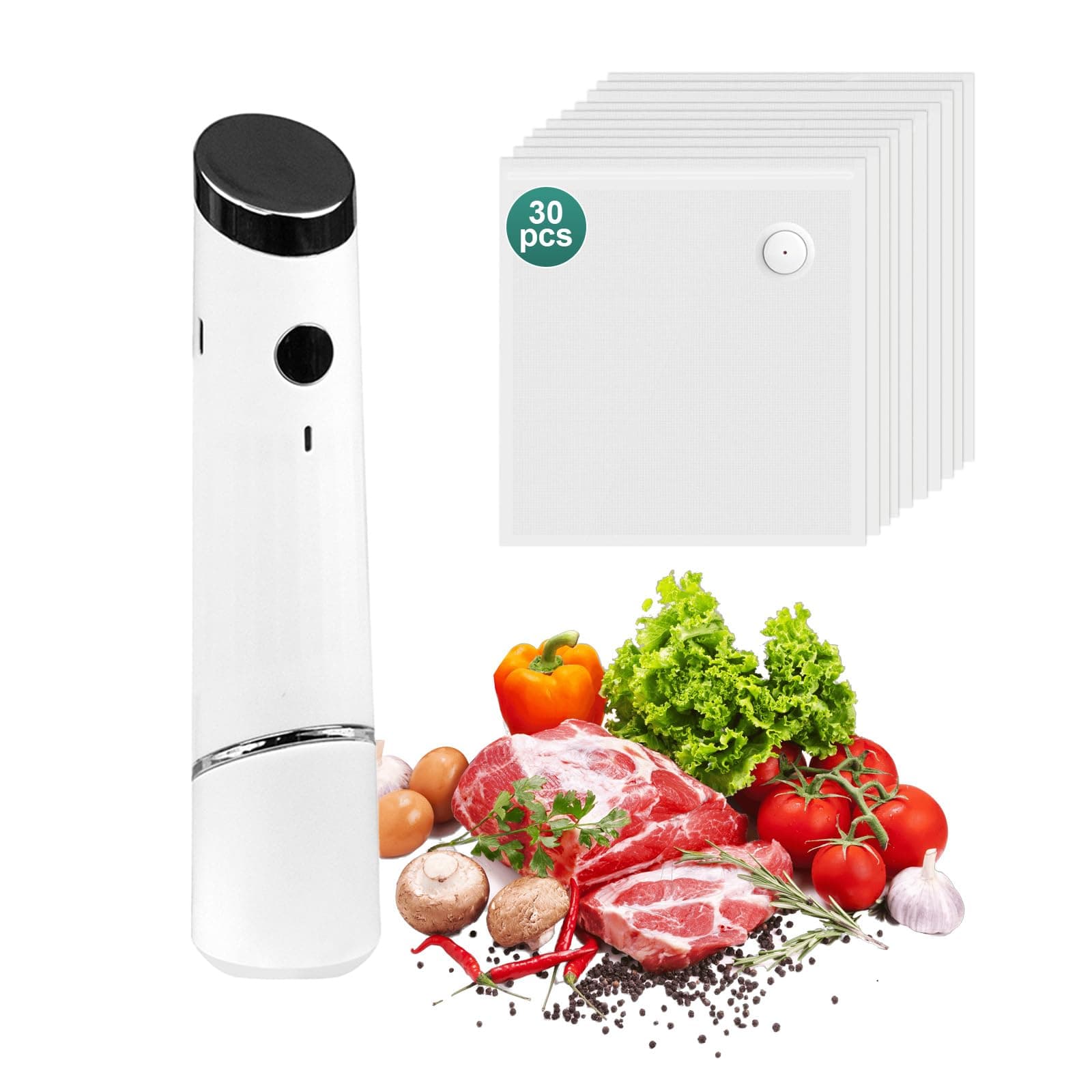 Handheld Vacuum Sealer, Rechargeable Food Saver with 30 Reusable Bags