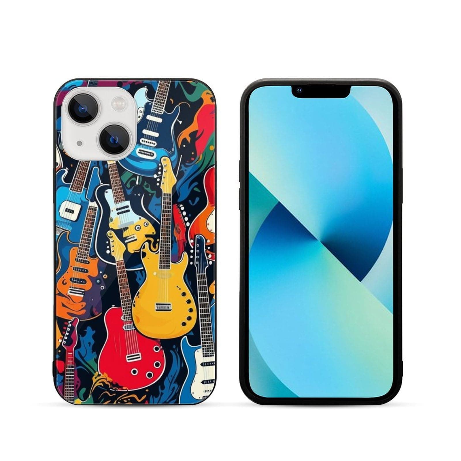 CRIVOTA for iPhone 13 Mini Case - All-New Guitar Design, Glass Back + TPU Inner Shell, Military-Grade Tested, Extreme Slimness, Precise Cutouts, Cell Phone Cases for Men Women