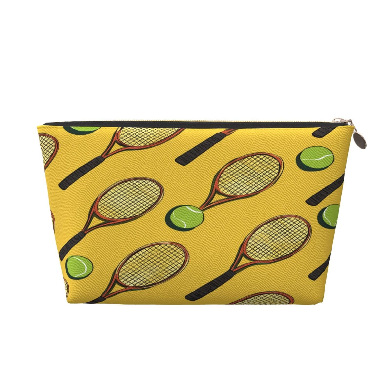 Glilade Small Makeup Bag for Purse - Waterproof Travel Toiletry Cosmetic Bags Portable Leather Makeup Storage Pouch Women Cosmetic Accessories Organizer,Yellow Flowers, Tennis Ball, 7 x 2.4 x 5 Inches