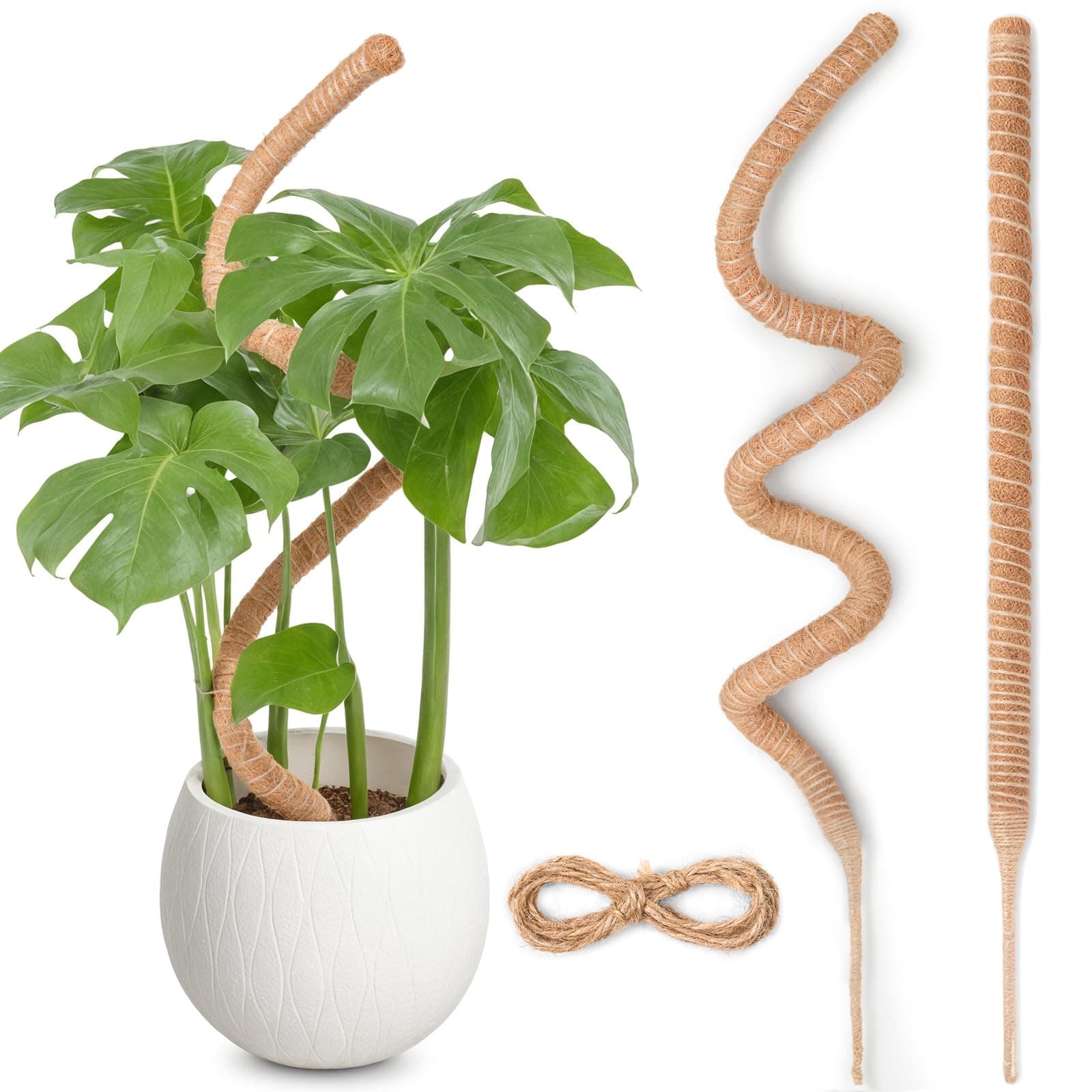 Bendable Moss Pole for Plants, SproutMaven 2 x 48 Inch Monstera Plant Stakes for Climbing Plants