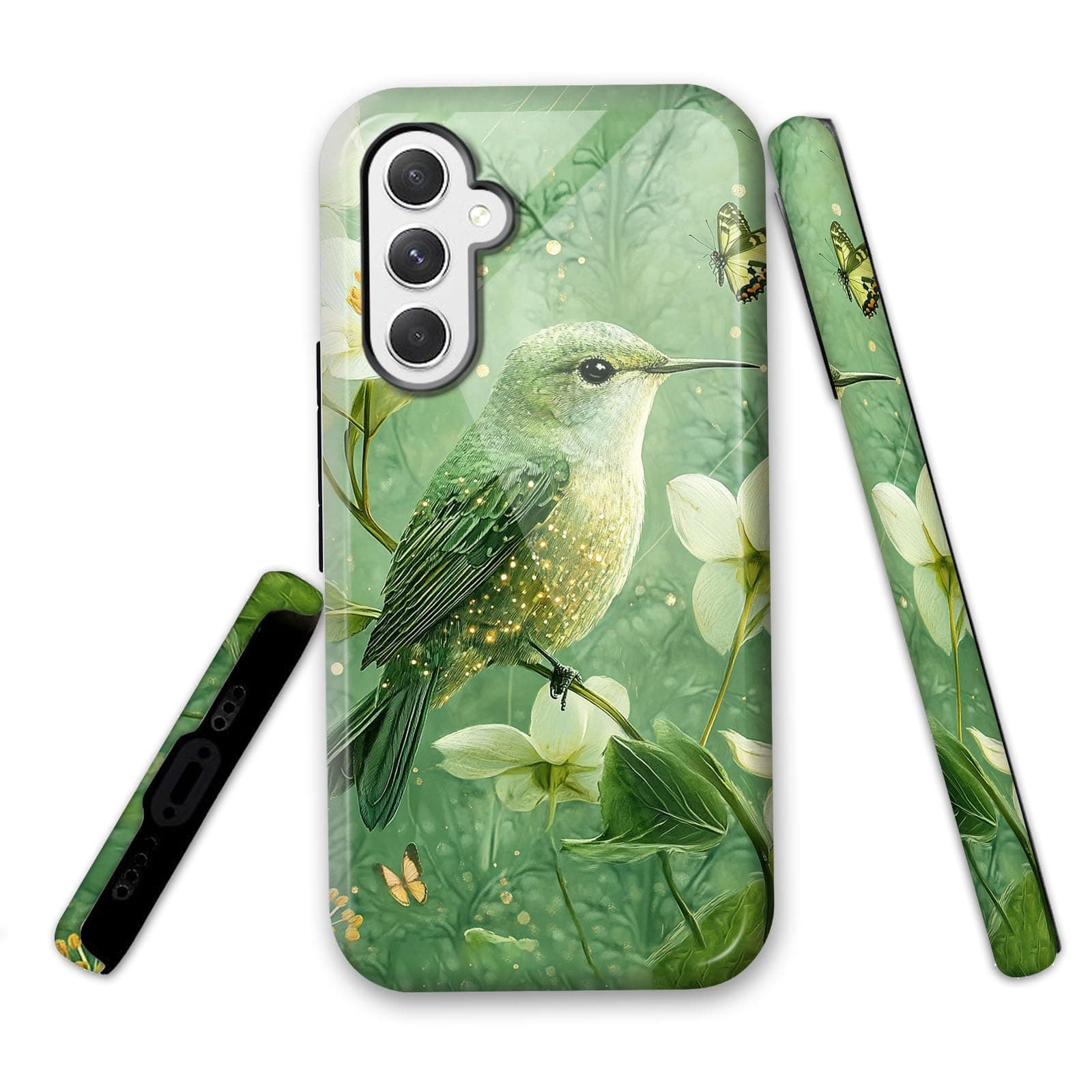for Samsung Galaxy A54 5G Phone Case Stylish 2-Layer Shockproof Hard Shell Scratch Resistant Protective Cover for Men Women Girl,Hummingbird Floral for Samsung A54 Case