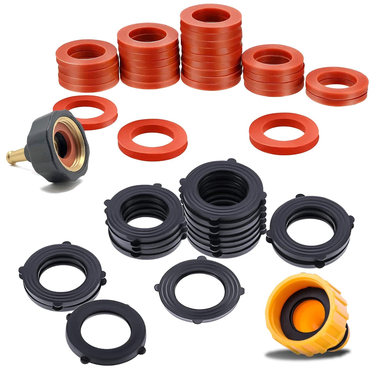 DSMY 50PCS Hose Washer Heavy Duty Rubber Washer Fit All Standard 3/4" Garden Hose and Water Faucet Fittings