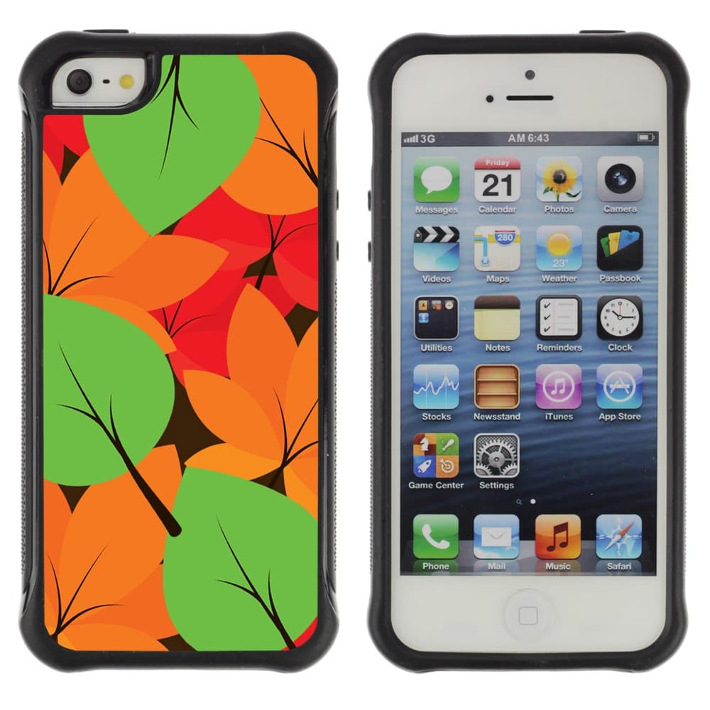 ZAAAZ Rugged Armor Slim Protection Case Cover Durable Shell - Autumn Leaves Colors Pattern - Apple Iphone 5 / 5S