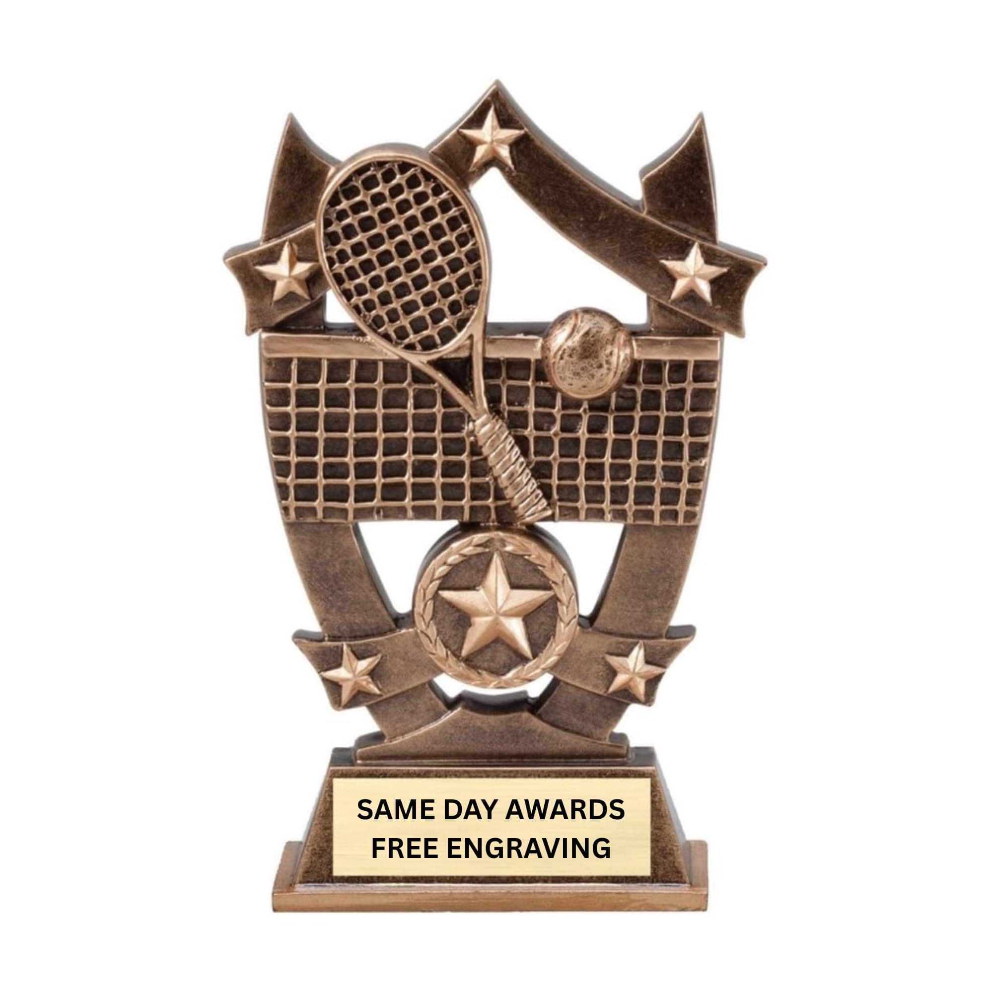Same Day Awards Star Tennis Trophy with Free Engraving 6.25 Inch Award for Tennis Tournament Team School Youth Adult Recognition