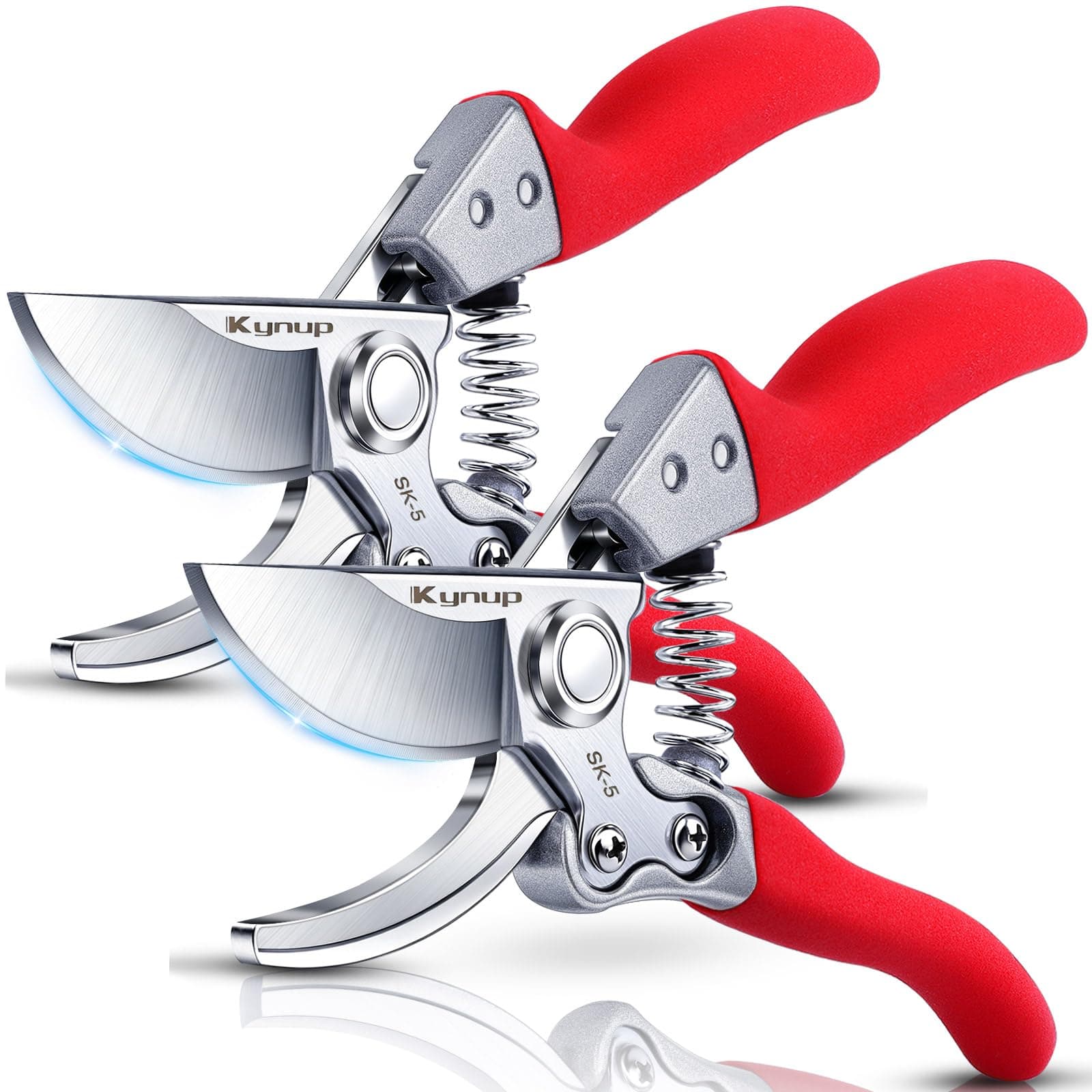 Kynup 2Pack Pruning Shears, Gardening Tools, Garden Shears, Heavy Duty, Up to 1 Inch Cut Capacity, Soft Grip Handle, Garden Pruning Scissor for Branches Flowers Plants Fruits Vegetables(Red)