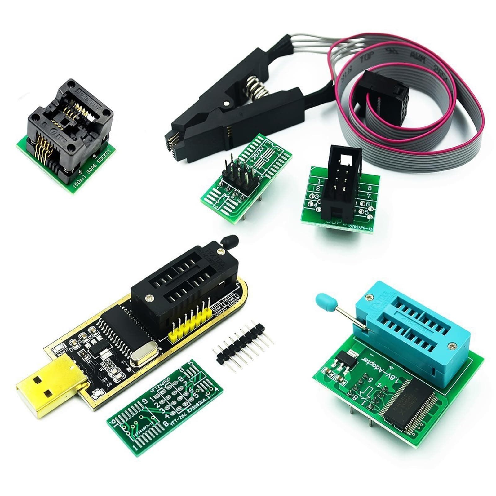 Hutomwua CH341A STC Flash 24/25 EEPROM BIOS Writer USB Programmer SPI USB to TTL (CBAB-001) for Windows, macOS, Linux Compatible with Laptop, Desktop, Tablet, Smartphone, Printer, Router, Monitor