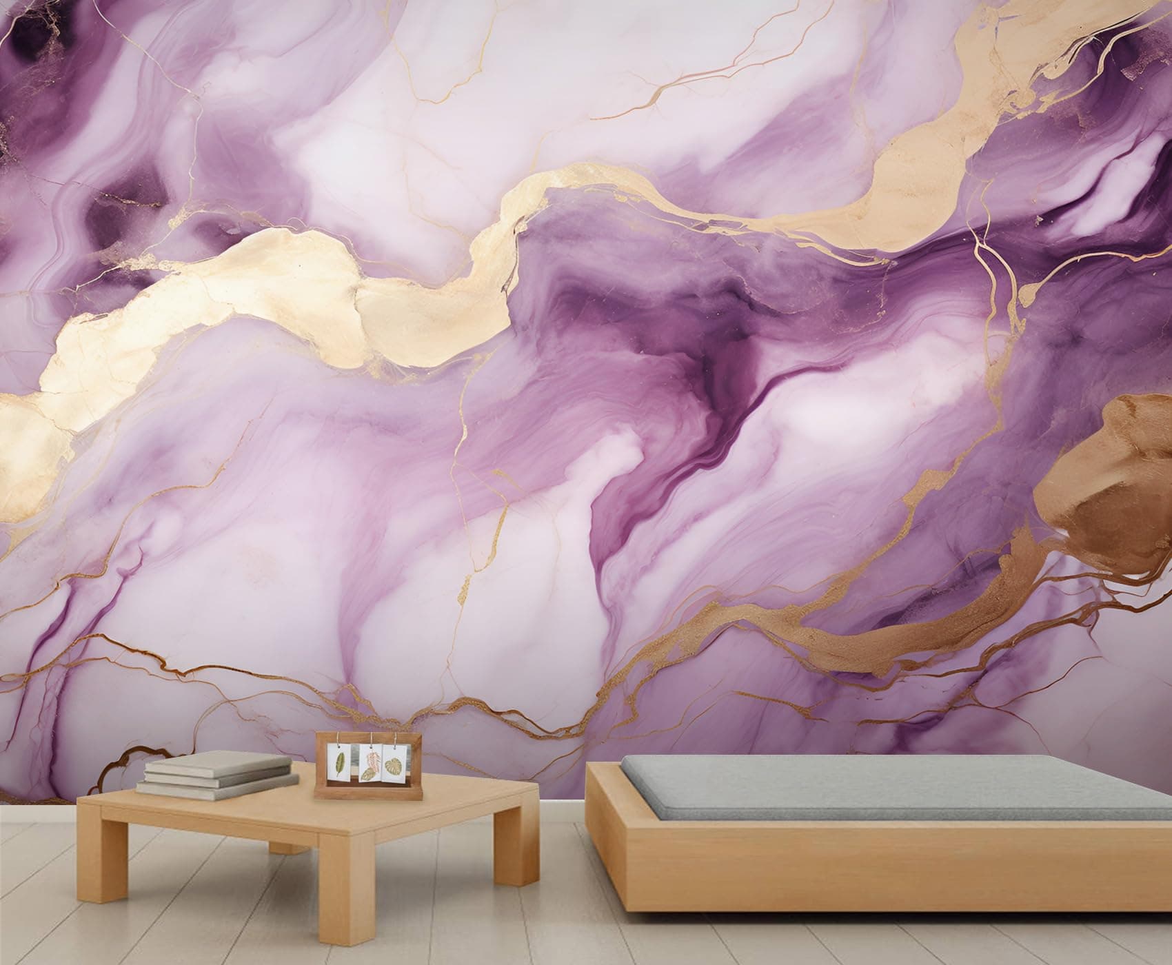 XUWEISI Purple Marble Wall Mural, Gradient Purple Wallpaper for Bedroom, Luxury Gilding Mural Art Home Decor for Living Room (Not Peel n' Stick)