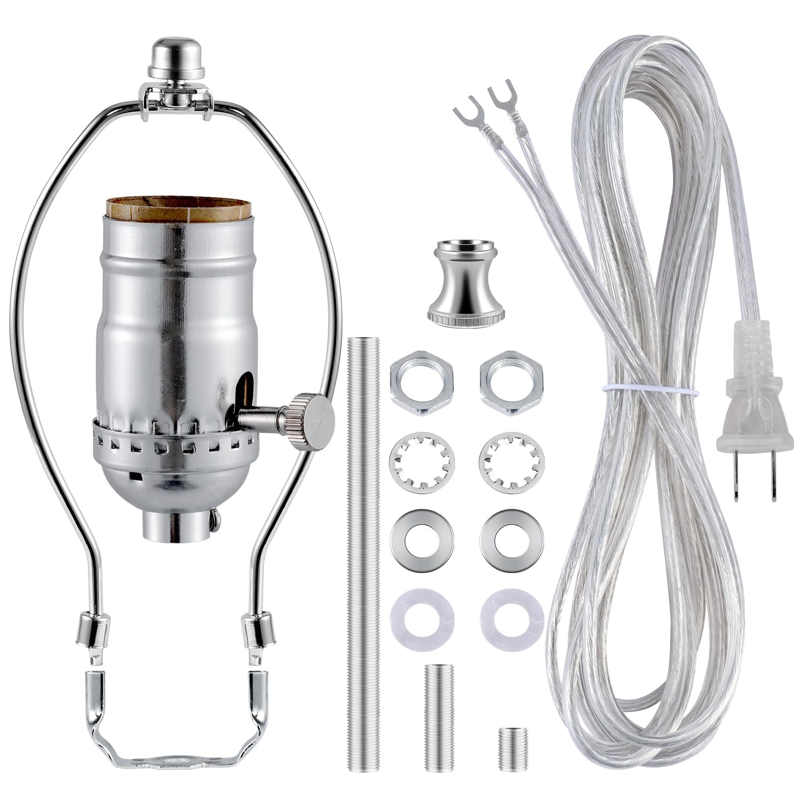 Kit de fabricación de lámparas, haz una lámpara o kit de reparación, portalámparas de 3 vías con cable a juego, juego de arpa de lámpara, kit de cableado de lámpara para lámpara de mesa y de pie