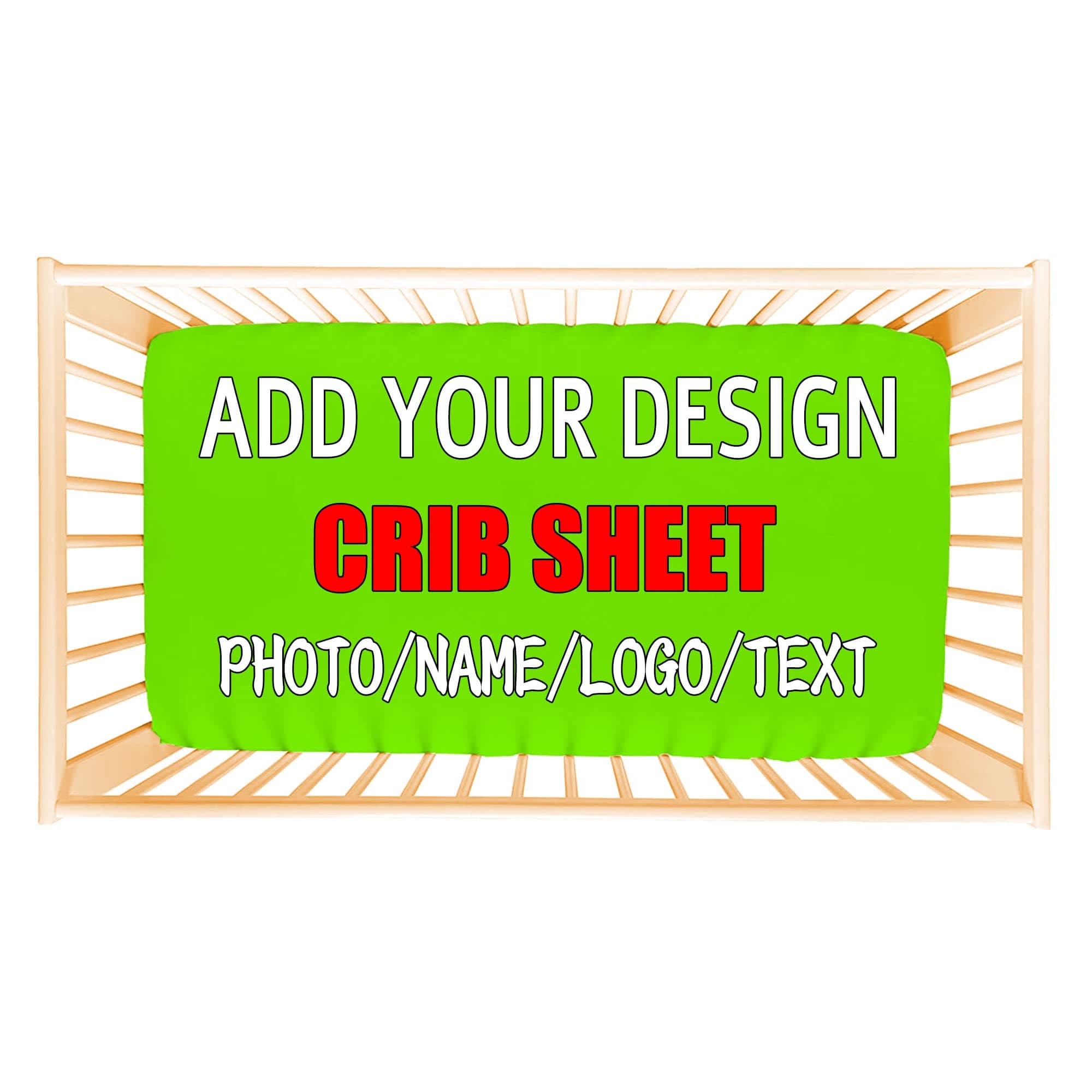 Custom Fitted Crib Sheet Design Your Own Name Photo, Microfiber Silky Soft Toddler Mattress Sheet Fitted, Best Gift for Boys Girls Birthday Christmas Halloween, Lawn Green