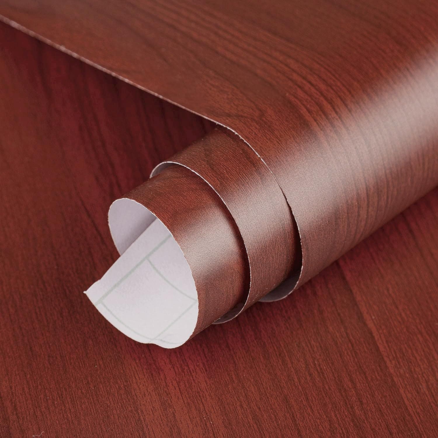 BAYYA Cherry Wood Grain Wallpaper Peel and Stick 16x354inch Reddish Brown Wood Contact Paper Matte Thickened Waterproof Self-adhesive Woodgrain Vinyl Wrap for Kitchen Bathroom Bedroom Living Room