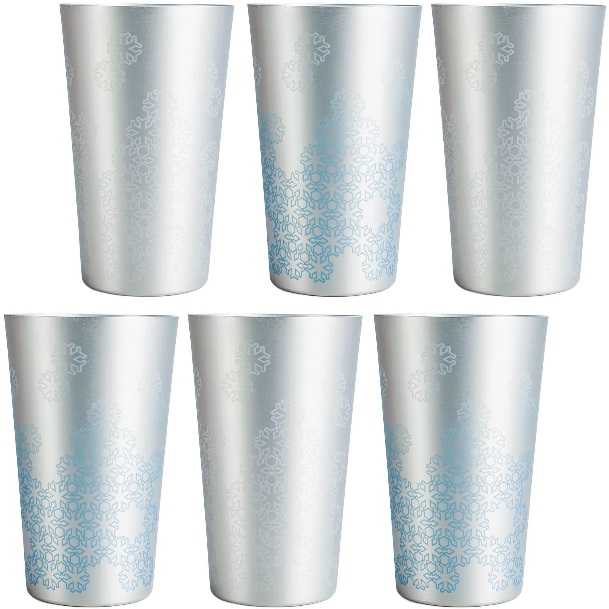 ARORA Metal Color-Changing Silver Tumbler, Aluminum 20oz Cup, Set of 6