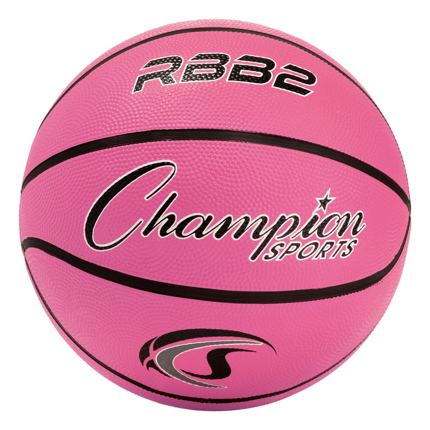 Champion Sports Rubber Junior Basketball, Heavy Duty - Pro Style Basketballs - Premium Basketball Equipment, Indoor Outdoor - Physical Education Supplies (Size 5, Pink)