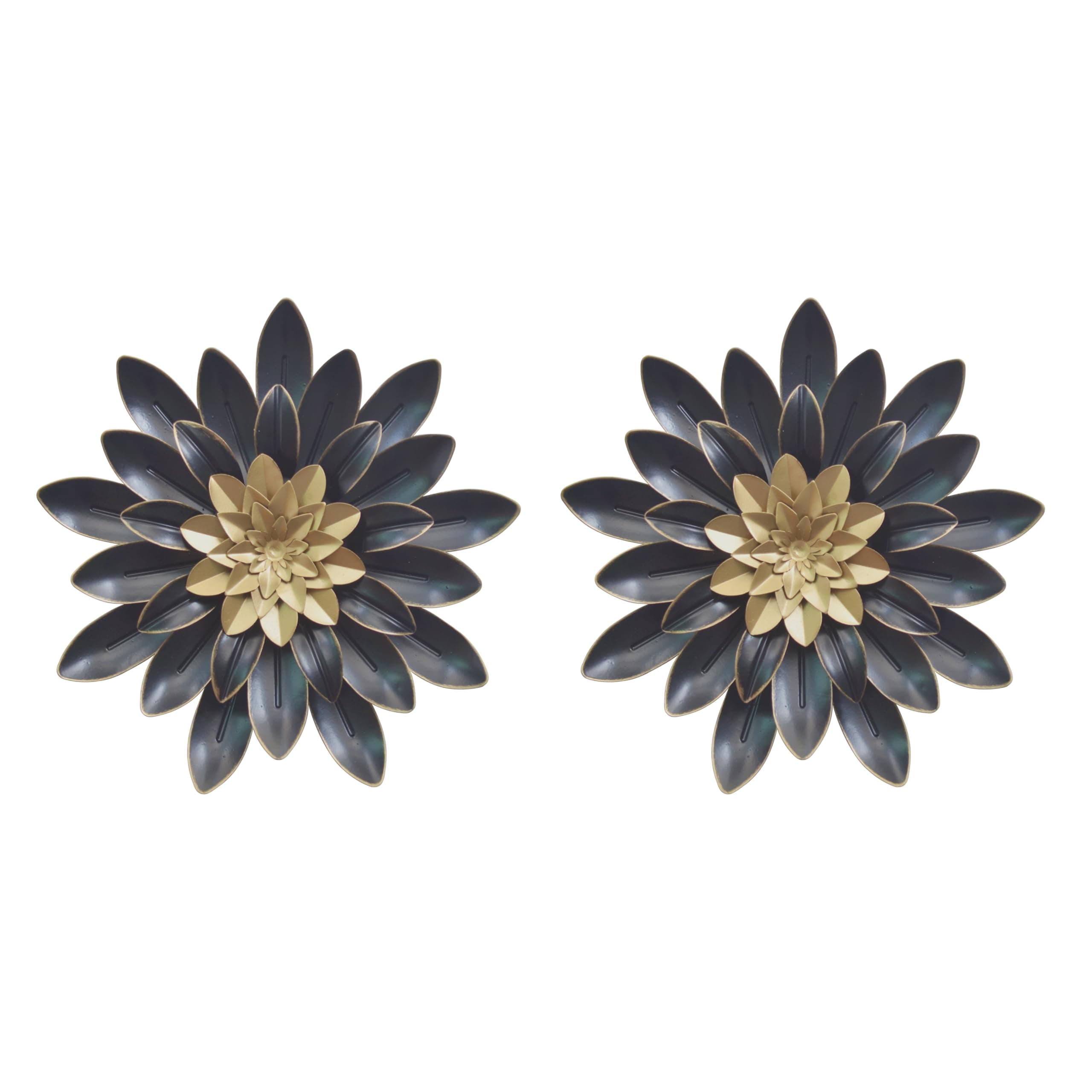 Wjterapuu 2pcs Black Metal Flower Wall Decor. (11" H x 11" W x 1.18" D)